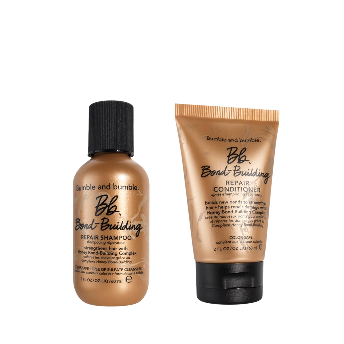White Smoke Bumble and bumble. Bond-Building Hair Repair Shampoo + Conditioner Set | Strengthens and Prevents Breakage| Smooths Frizz, Adds Shine | For Damaged Curly, Wavy, Straight Hair Types