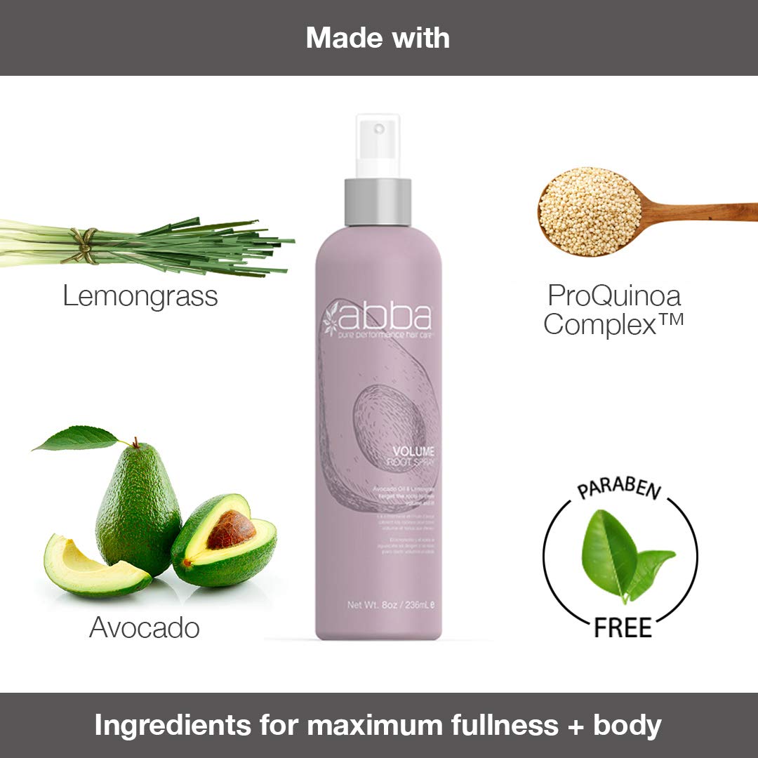 White Smoke ABBA - Pure Volume Root Spray - Volumizing & Lifting for Fine Hair - Avocado Oil & Lemongrass, 8 fl oz