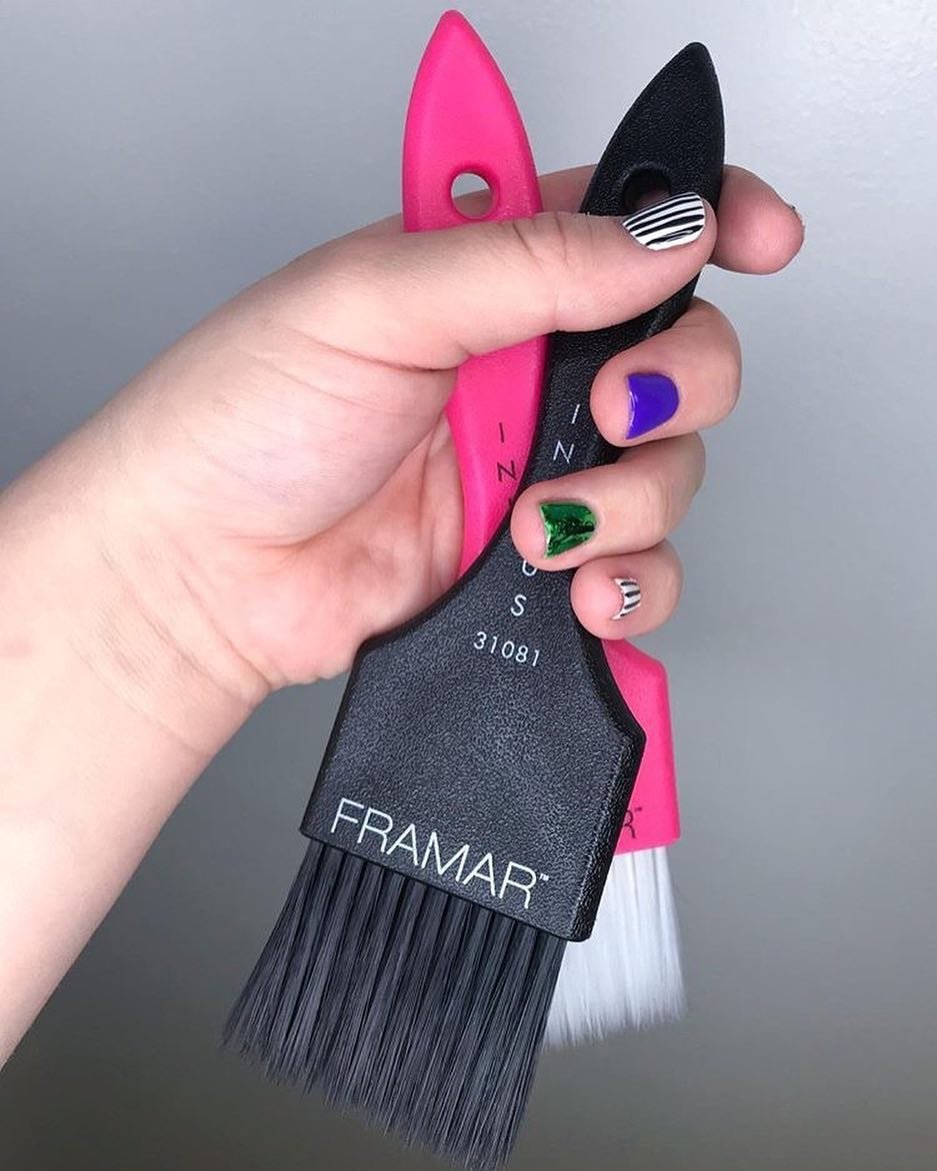 Dark Gray Framar Power Painter Hair Dye Brush - Hair Coloring Brush, Hair Dying Brush to Apply Hair Color, Blending Hair Color Brush Set, Balayage Tools, Dye Application Brush to Paint Hair, Tint Brush - 2 Pk