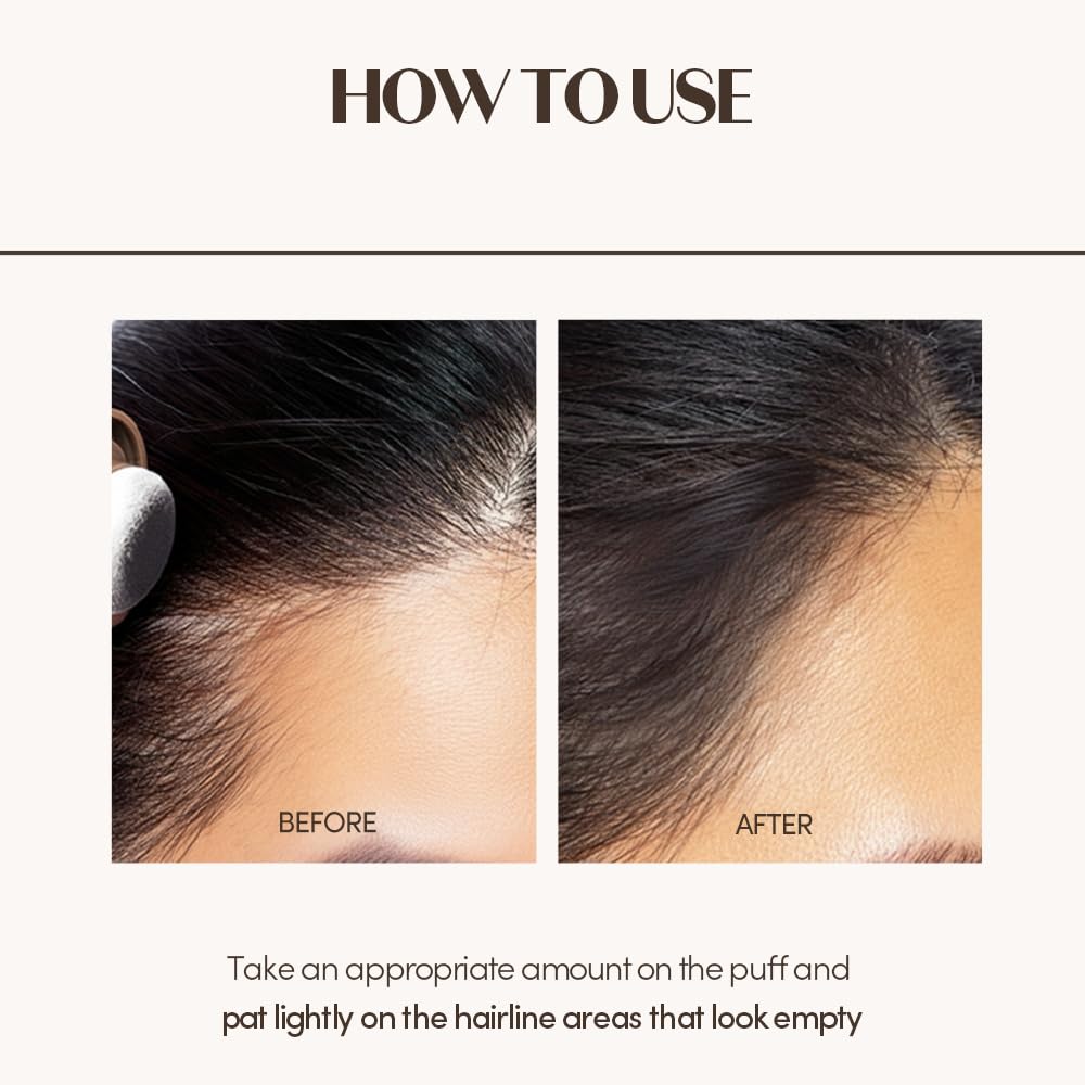 White Smoke ETUDE Hair Pang Pang hairline powder Root Touch Up Hair Color, Waterproof, For Facial Makeup, Hairline and Thin Hair - Natural Black