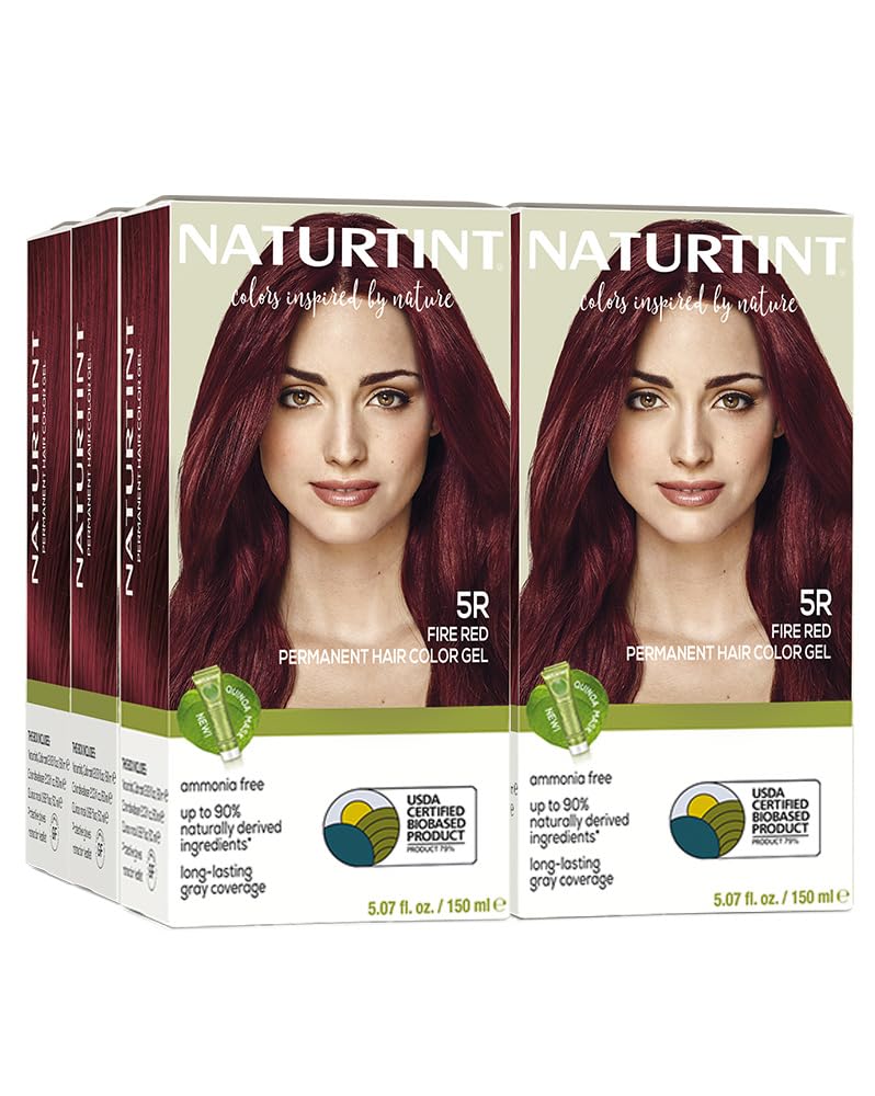 White Smoke Naturtint 5R Fire Red Permanent Hair Color (Pack of 6), Ammonia Free, Vegan, Cruelty Free, up to 100% Gray Coverage, Long Lasting Results (Packaging may vary)
