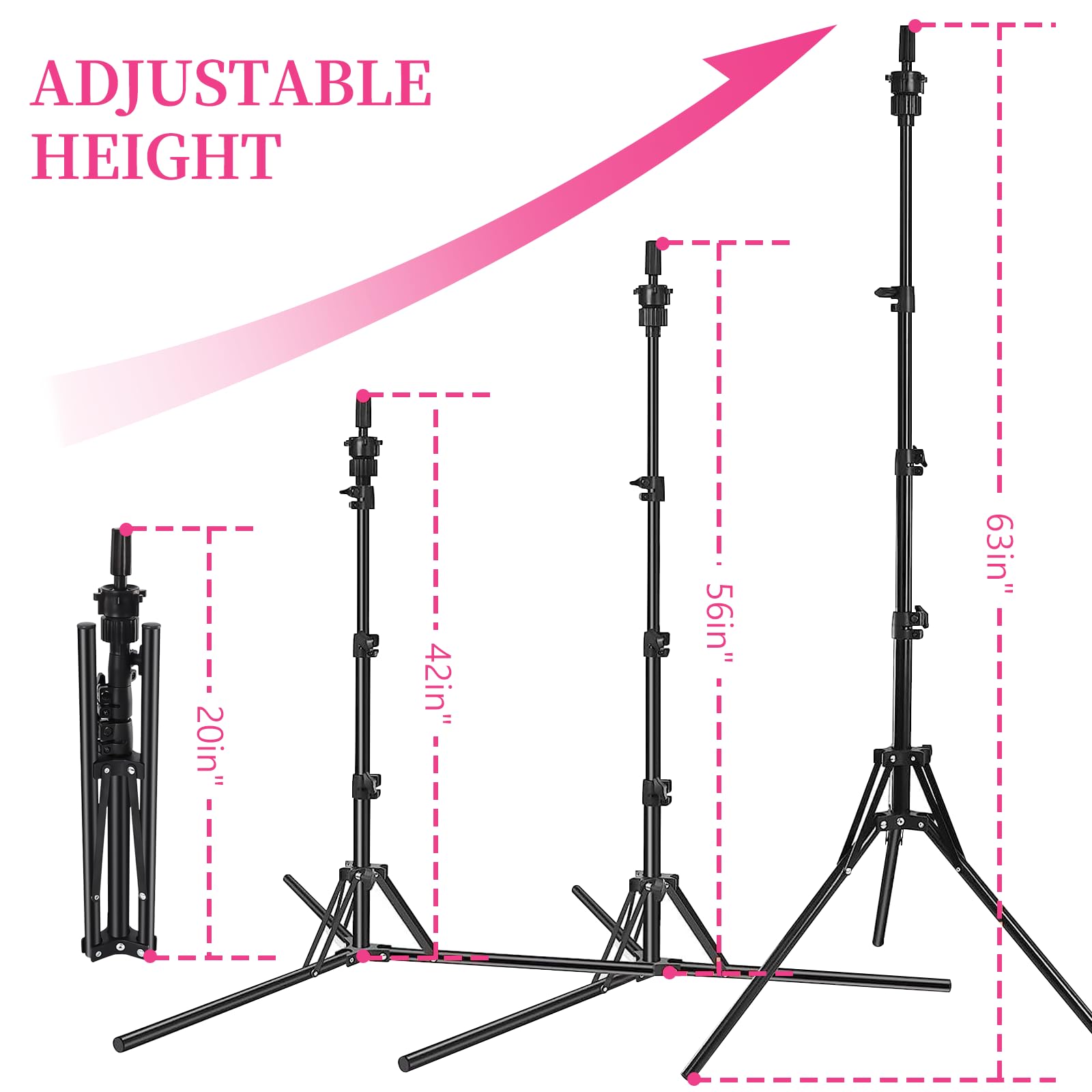 White Smoke Pet Baby 63In Wig Stand Tripod with 22In Head, Canvas Wig Head Stand with Mannequin Head for Wigs Manikin Head Block Set for Wigs Making Display