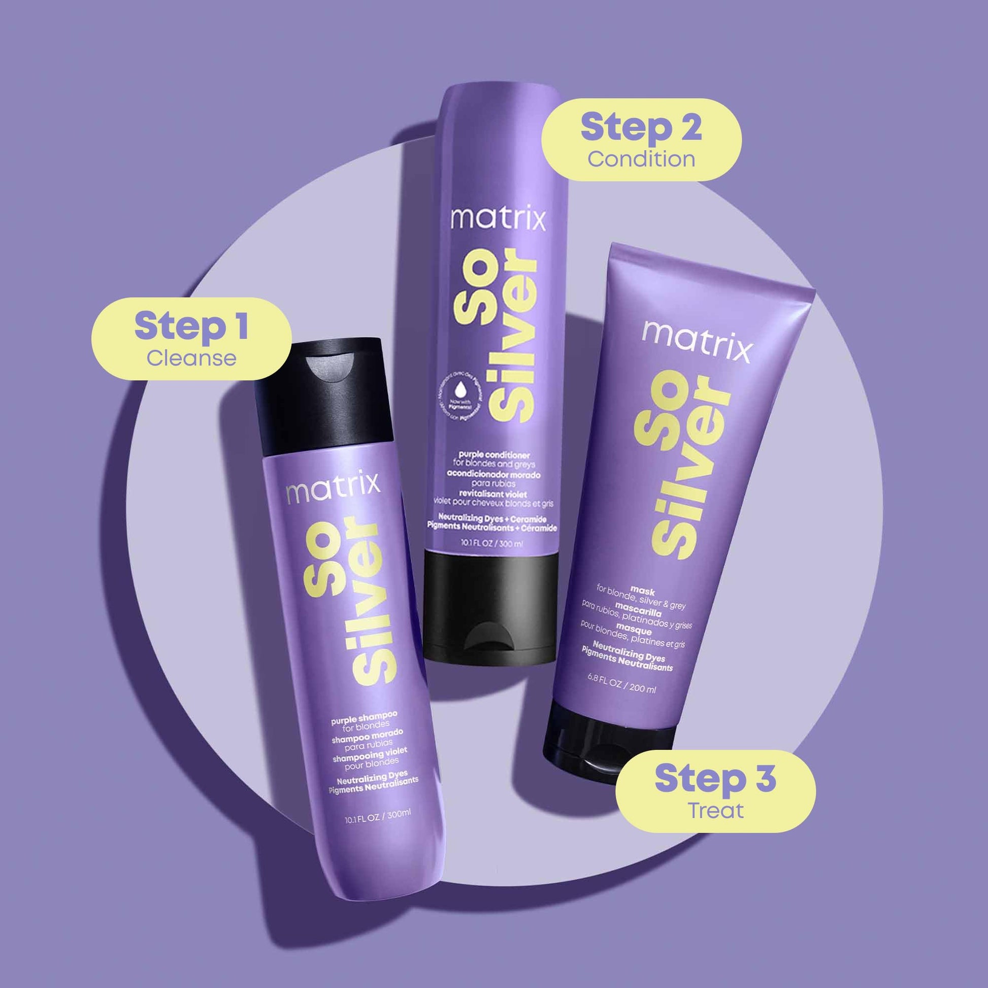 Light Slate Gray Matrix So Silver Purple Shampoo - Neutralizes Yellow Tones, Color Depositing, Brightening & Toning, Strengthens and Adds Shine, For Color Treated, Blonde, White and Platinum Hair, Vegan, 10.1 Fl Oz