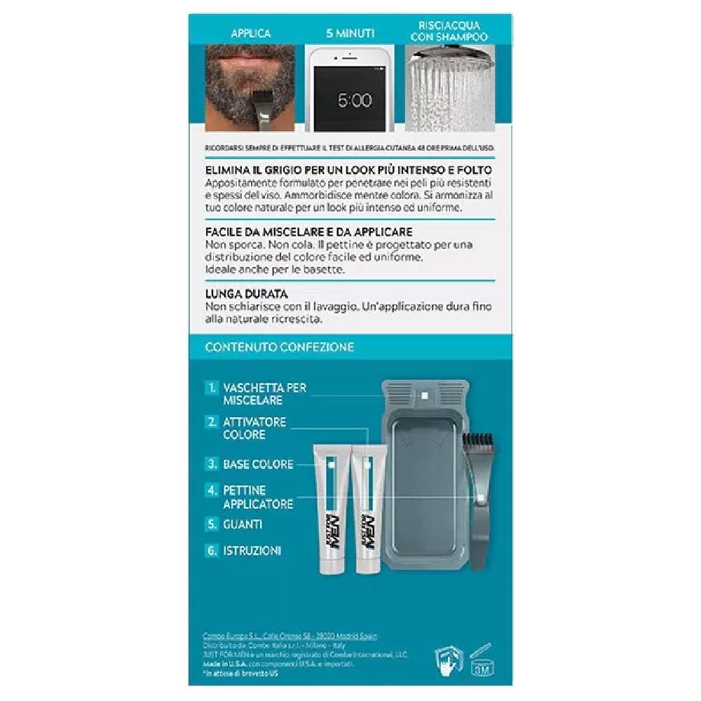 Dark Cyan JUST FOR MEN Color Gel Mustache & Beard M-55 Real Black 1 Each (Pack of 6)