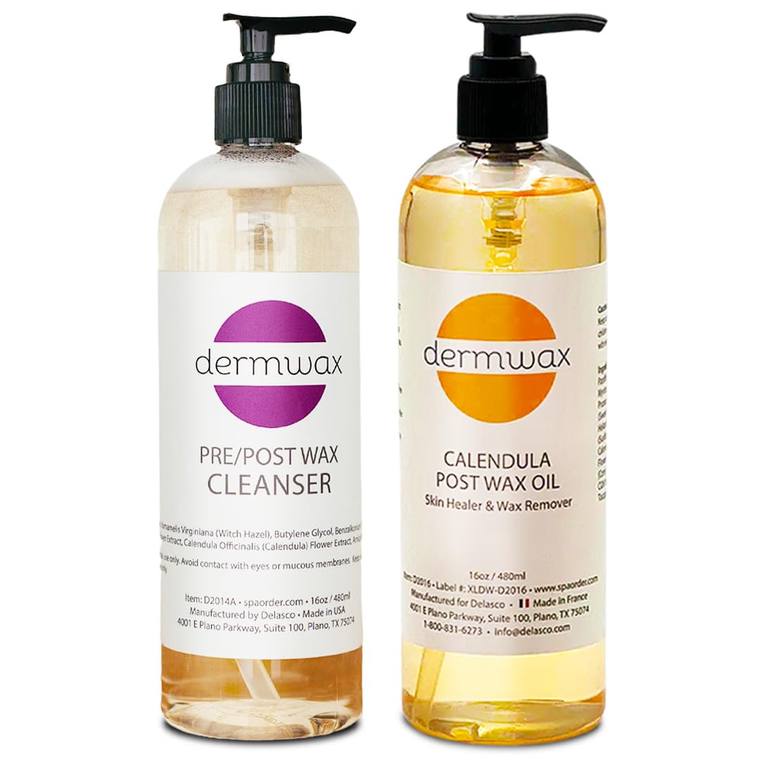 White Smoke Dermwax Pre and Post Wax Care Kit – Complete Prep & Aftercare in One Set – Cleanser Removes Oils & Residue – Calendula Oil Calms & Nourishes Skin – Gentle, Paraben-Free Formulas
