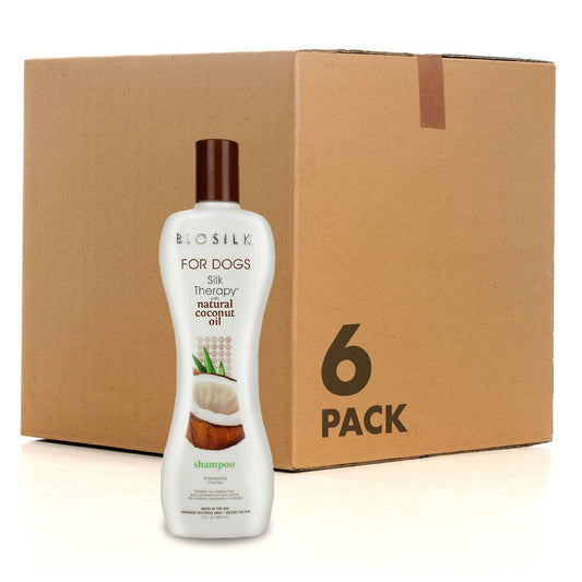 Dark Khaki BioSilk for Dogs Silk Therapy Shampoo With Natural Coconut Oil | Sulfate and Paraben Free Natural Dog Shampoo, 12 Fl Oz - 6 Pack | Made in the USA