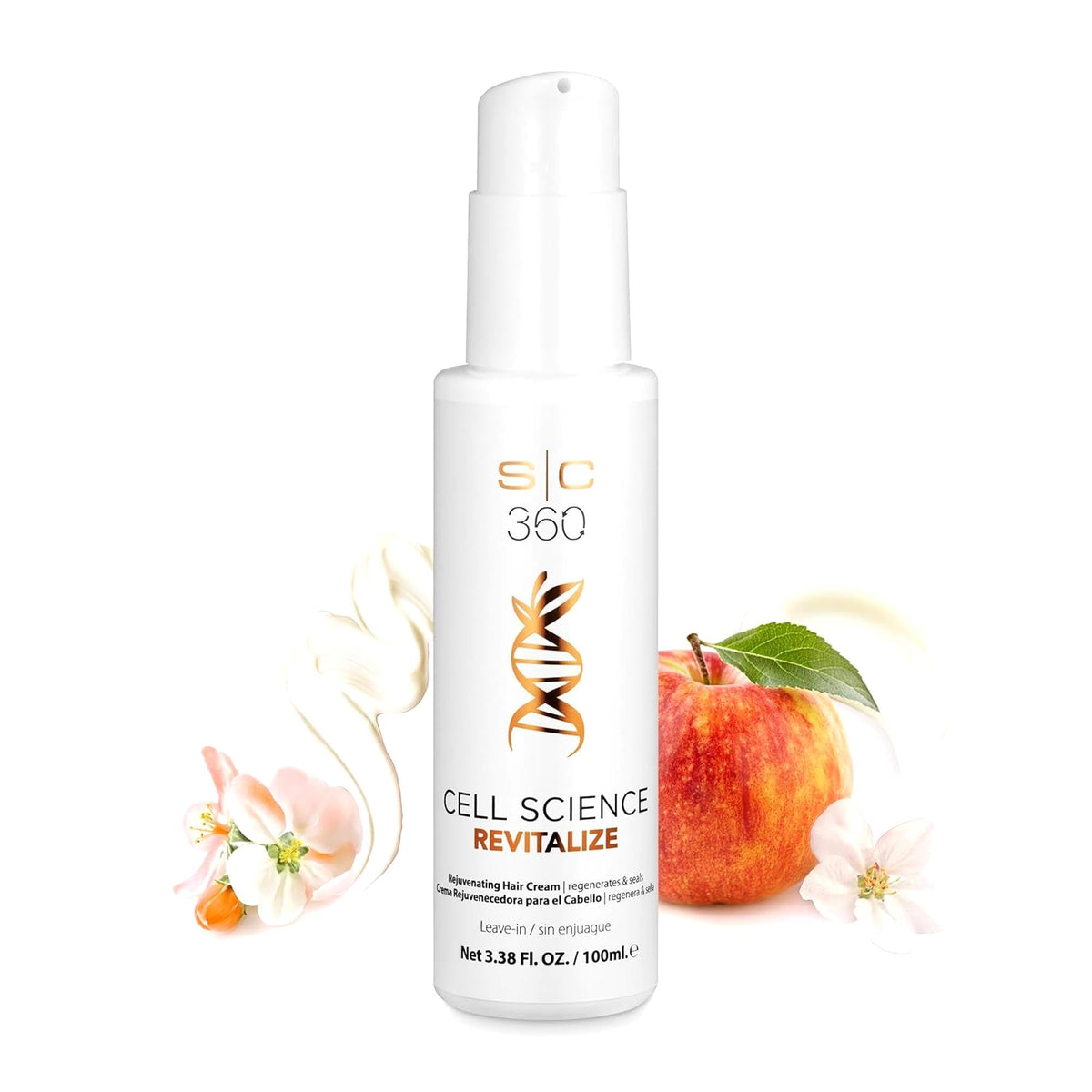 White Smoke StyleCraft SC360 Cell Science Revitalize Hair Cream - Nourishing & Strengthening Treatment with Apple Cell Extract, Jojoba, Grape Seed & Argan Oils – Frizz Control, Hydration & Shine - 100mL