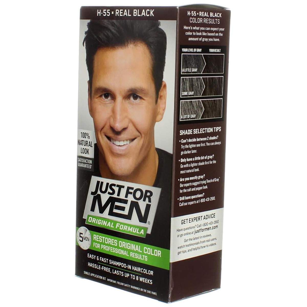Dark Slate Gray Just For Men Shampoo-In Hair Color - Real Black - 2 pk