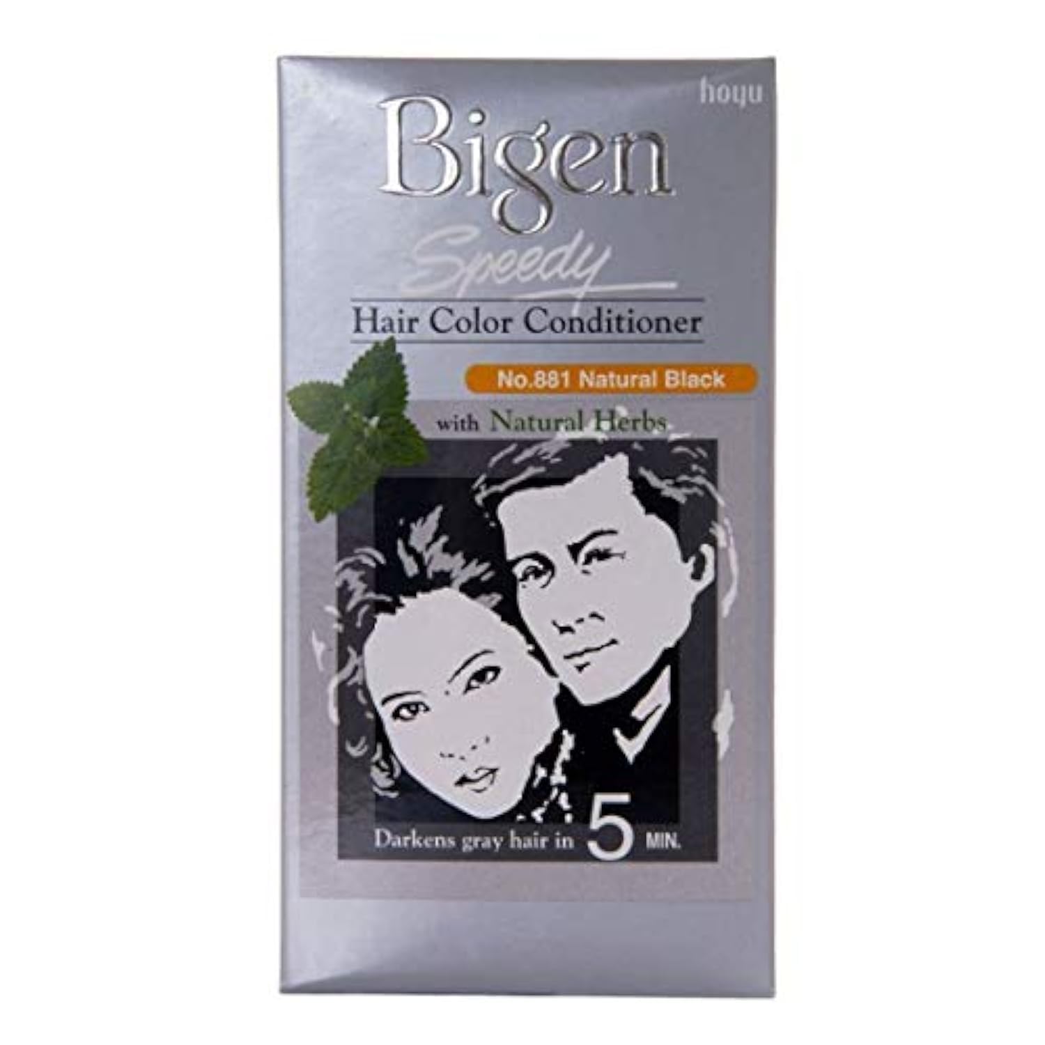 Dark Gray Bigen Speedy Hair Color, Natural Black 881 (40g + 40g)