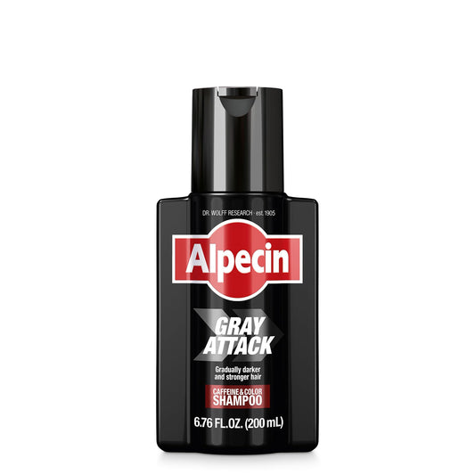 White Smoke Alpecin Gray Attack Caffeine & Color Shampoo for Men 6.76 Fl Oz | Gradually Darker and Stronger Hair | Natural Looking Color Effect for Less Grays | Leaves Hair Feeling Stronger