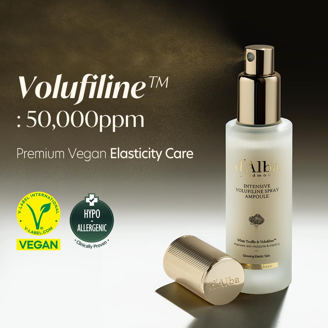 White Smoke d'alba Piedmont Intensive Vegan Volufiline Spray Ampoule, Milky Spray Serum, Skin Firming, Premium Elasticity Care Treatment, 50,000ppm Volufiline Ampoule (1.69 fl.oz)