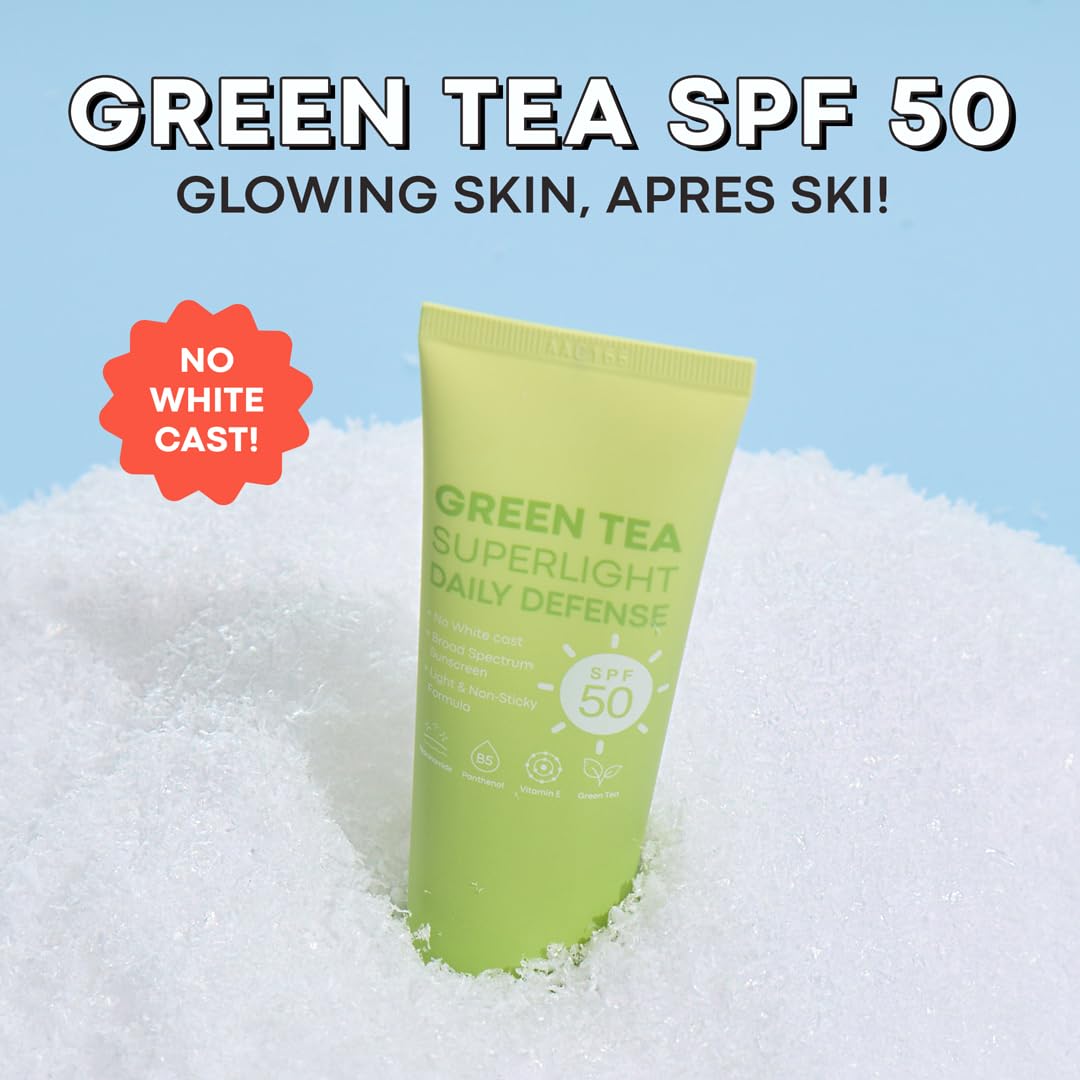 Lavender TONYMOLY Green Tea Face Sunscreen SPF 50+ PA++++, No White Cast, 1.69 fl oz
