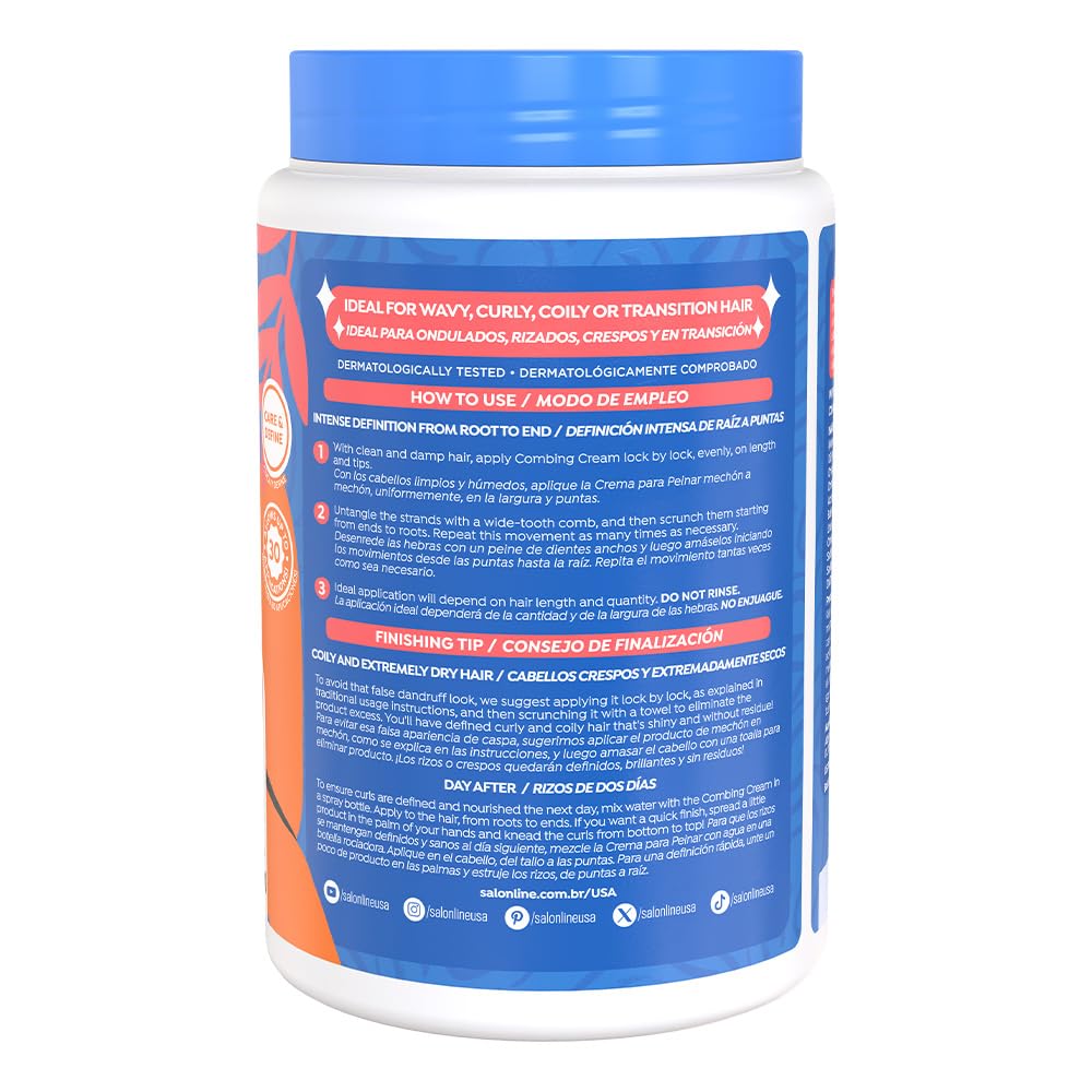 White Smoke Salon Line, Hair Cream, Leave-In Cream, Deep Hydration, Vegan – Wavy Hair, Curly Hair & Coily Hair, 35.27 Oz