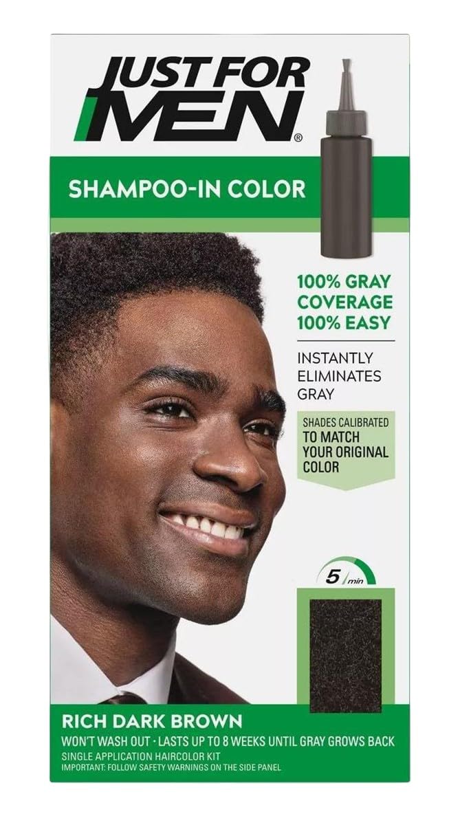 White Smoke Just For Men Shampoo In #H-47 Haircolor Rich Dark Brown (6 Pack)