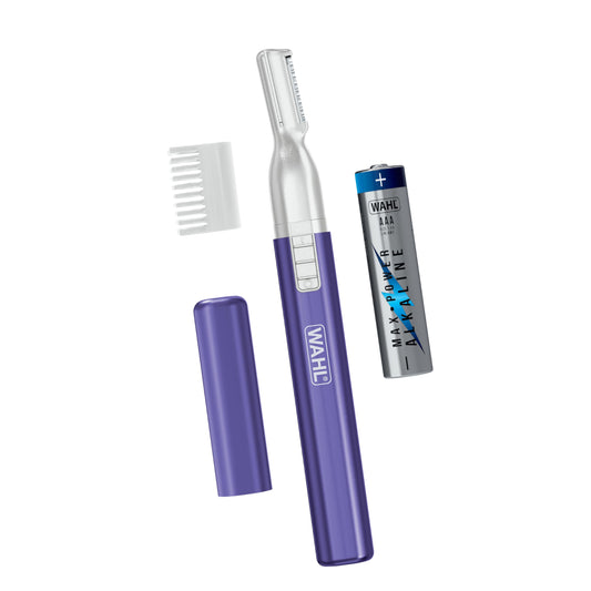 White Smoke Wahl Clean & Confident Female Battery Pen Trimmer with Rinseable Blades for Eyebrows, Facial Hair, & Light Grooming- Hygienic Grooming & Easy Cleaning with Battery Included - Model 5640-100