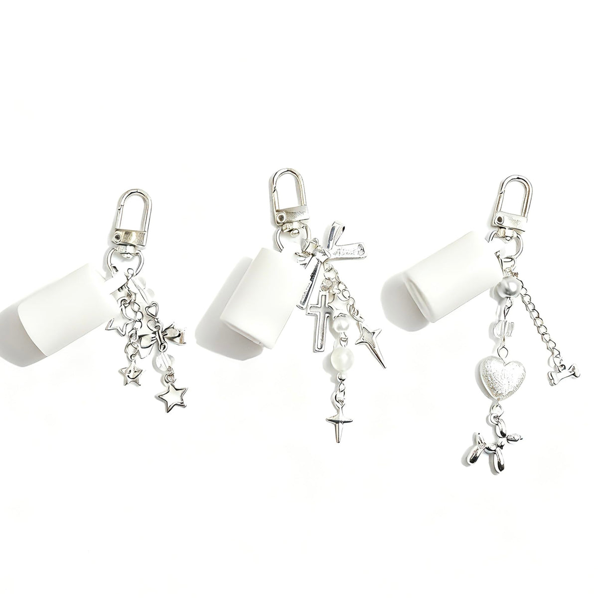 White Smoke Lip Balm Holder Cap Keychains for Lipstick, Lip Gloss - Compatible with Summer Fridays & LANEIGE（No Lip Balm）