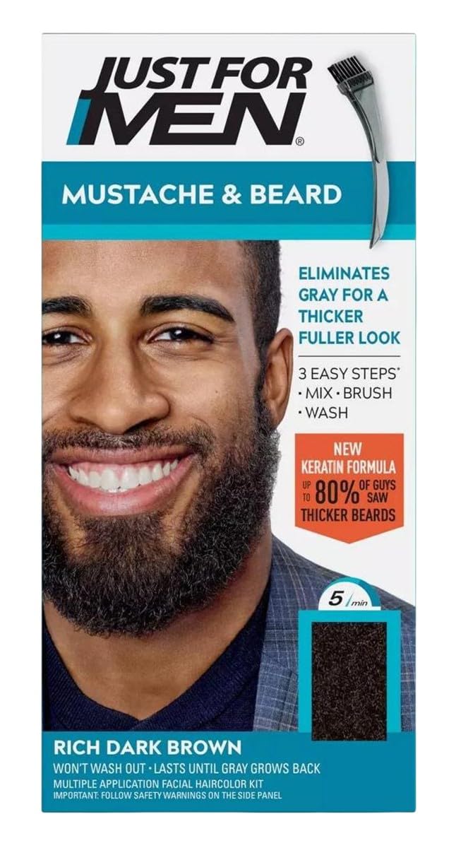 White Smoke Just For Men Mustache & Beard #M-47 Rich Dark Brown (6 Pack)