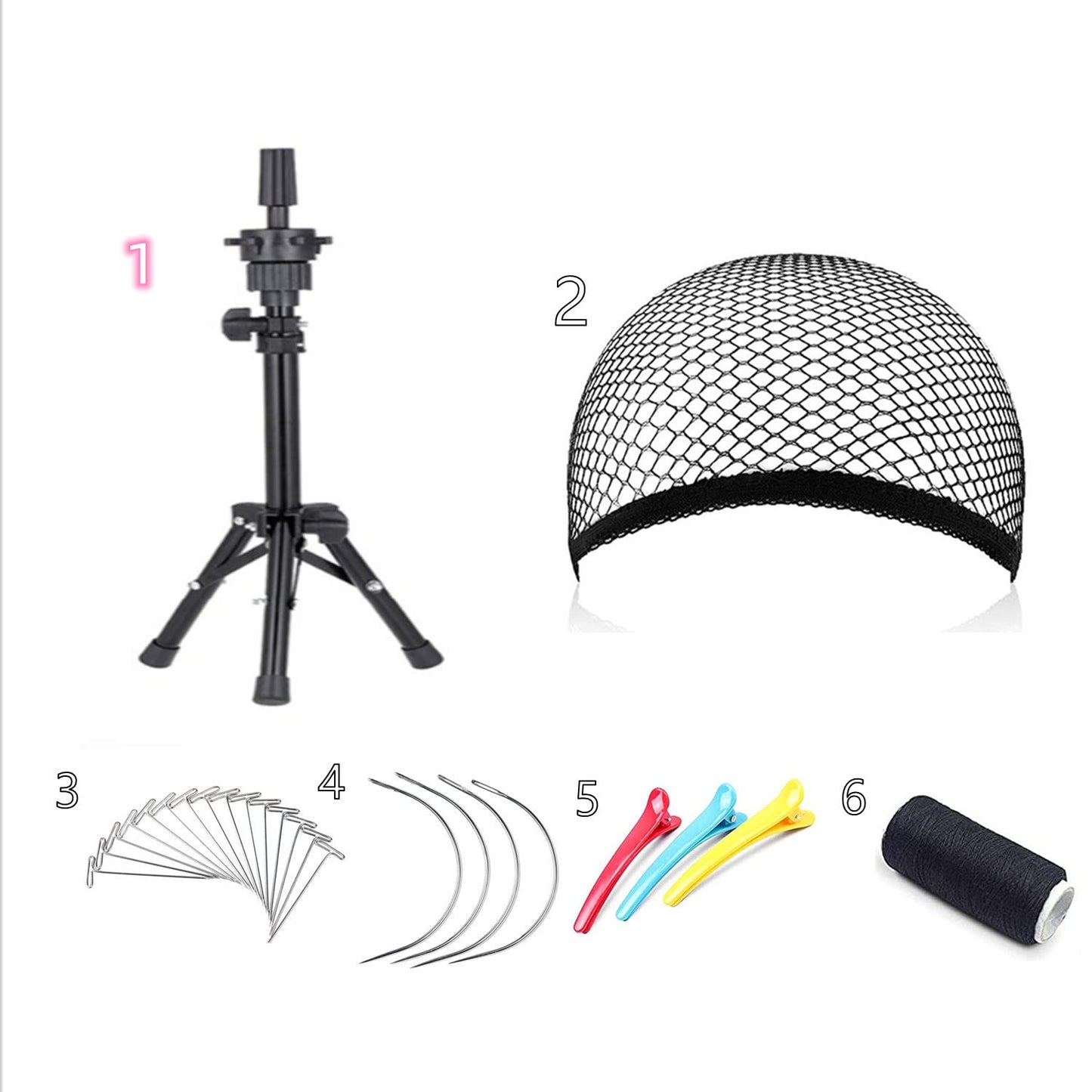 White Smoke 23 Inch Canvas Block Head Pink Wig Head with Wig Stand Tripod Mannequin Head Stand for Wigs Trimming Making Display.(23 Inch Pink)