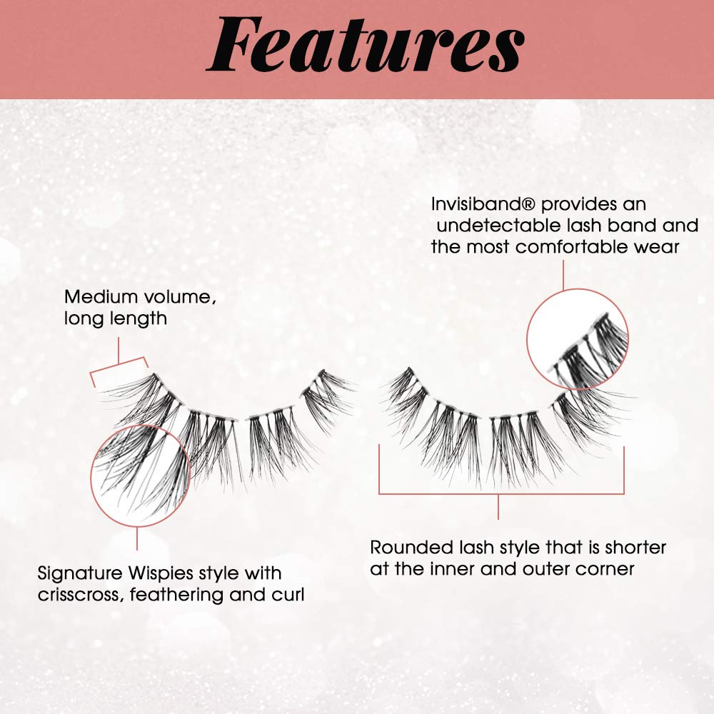 White Smoke Ardell Pre-Cut False Lashes - Demi Wispies, Natural-Looking Strip Lashes, Includes Duo Adhesive, 4 Pack