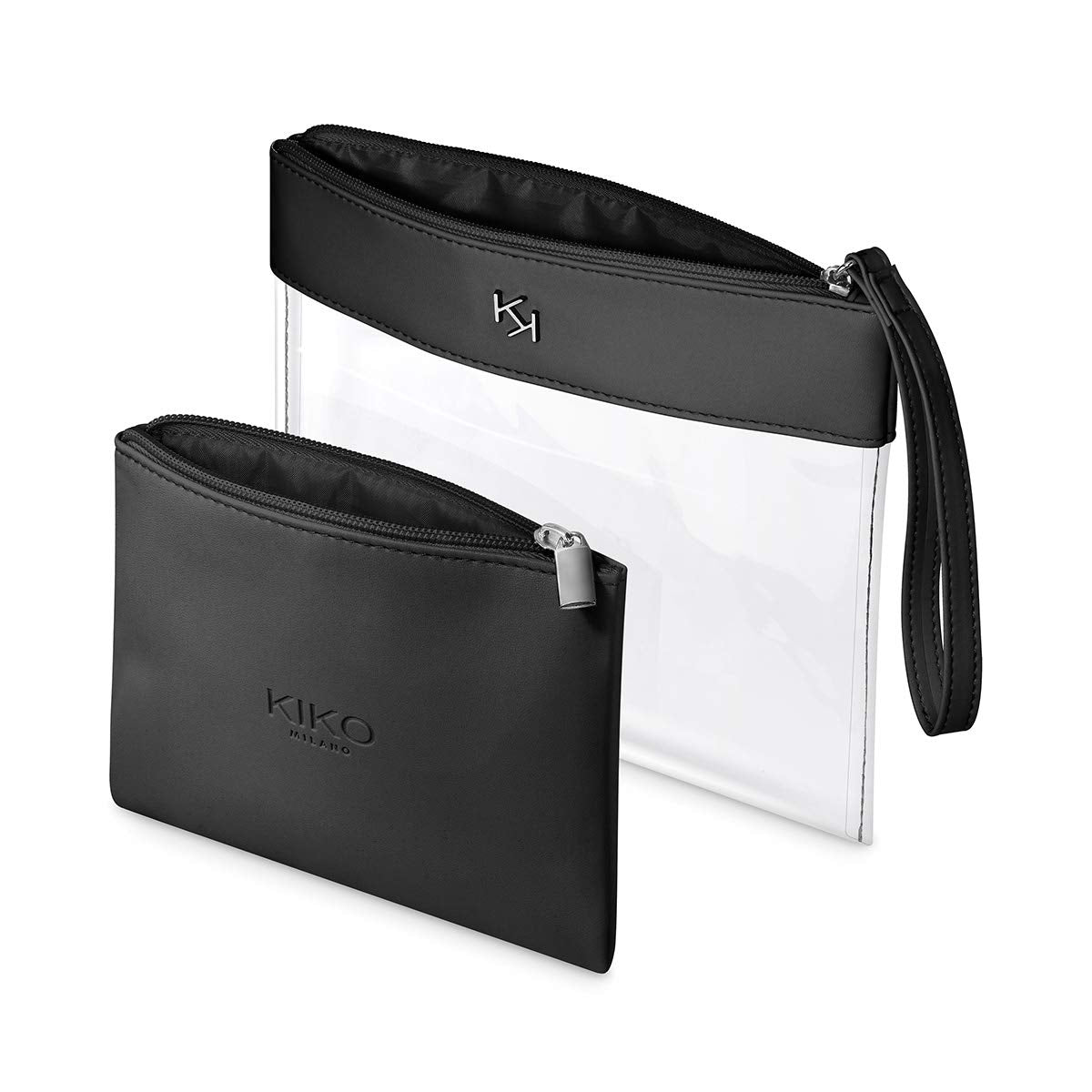 White Smoke KIKO Milano Transparent Clear Beauty Case with Inner Pouch, 001 Black