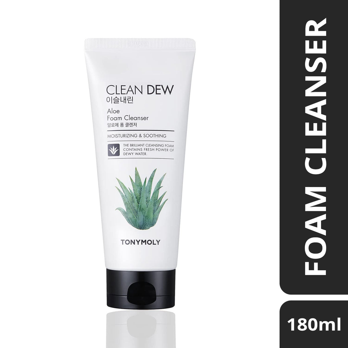 White Smoke TONYMOLY Clean Dew Aloe Foam Cleanser with 96% Aloe for Sensitive Skin