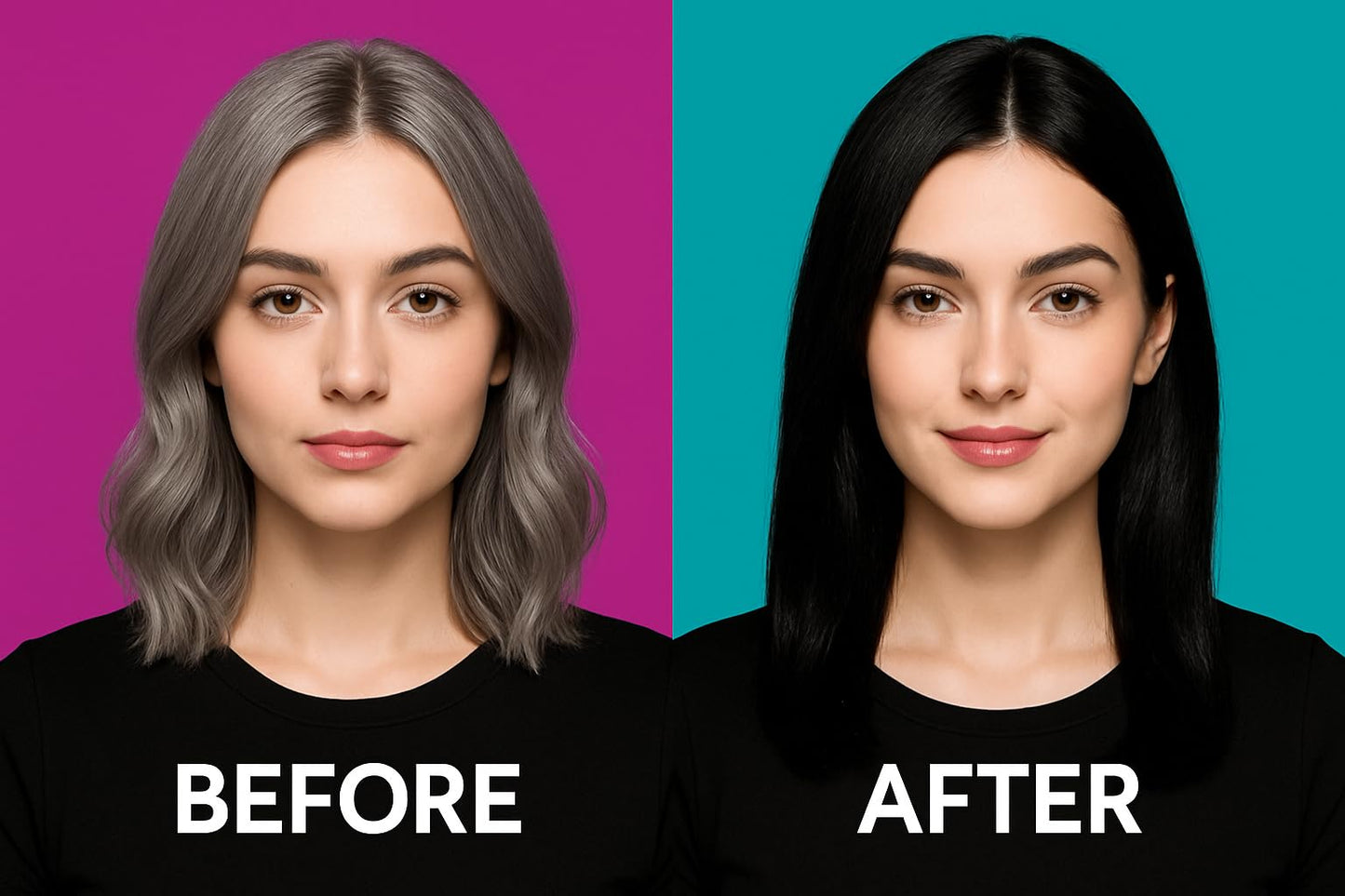 Black Hair Dye – Natural Black – 2-Part Gel with Collagen & Argan Oil – No Ammonia – 100% Gray Coverage – Long-Lasting Semi-Permanent Hair Color for Men & Women