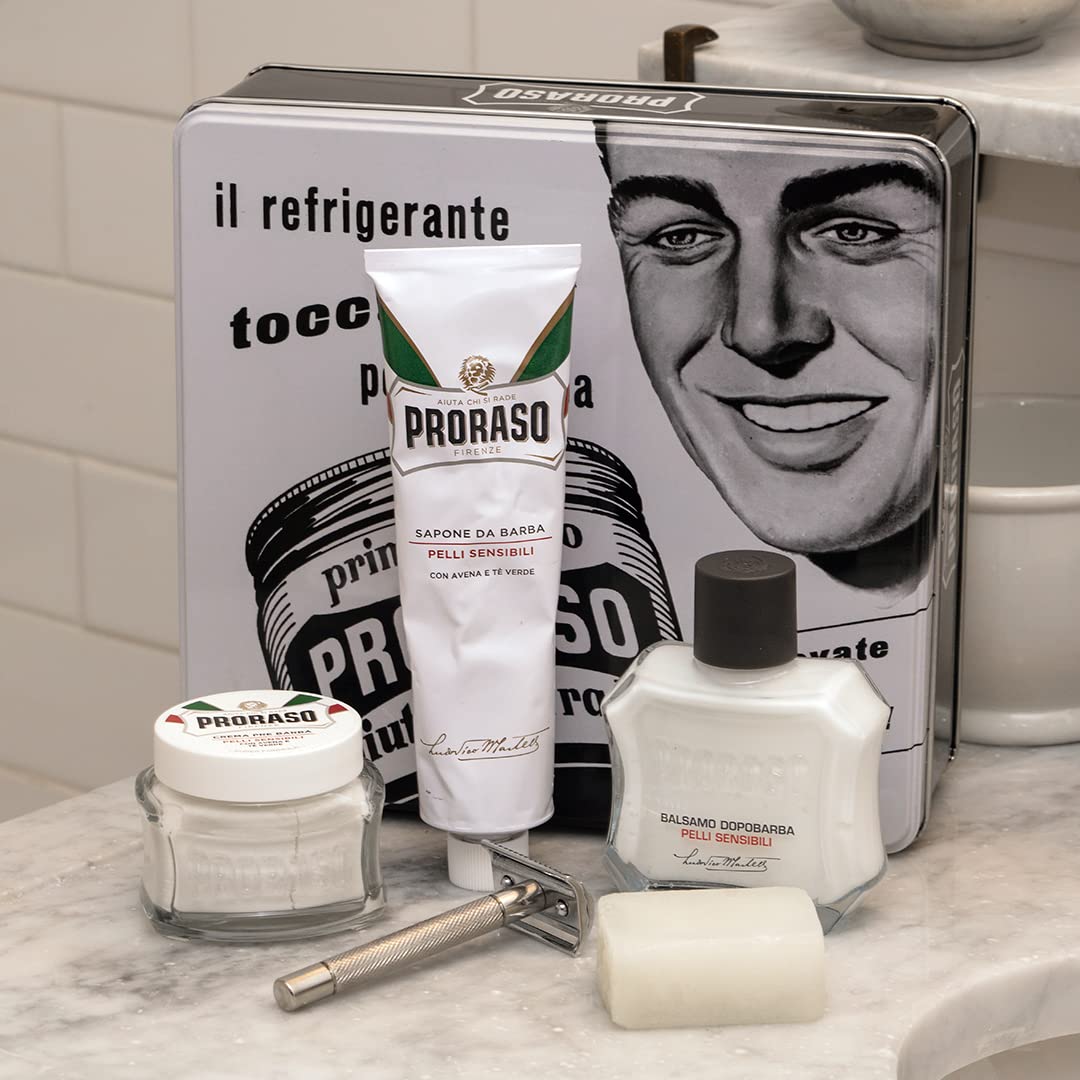 Dark Gray Proraso Shaving Kit - Vintage Toccasana Tin for Sensitive Skin