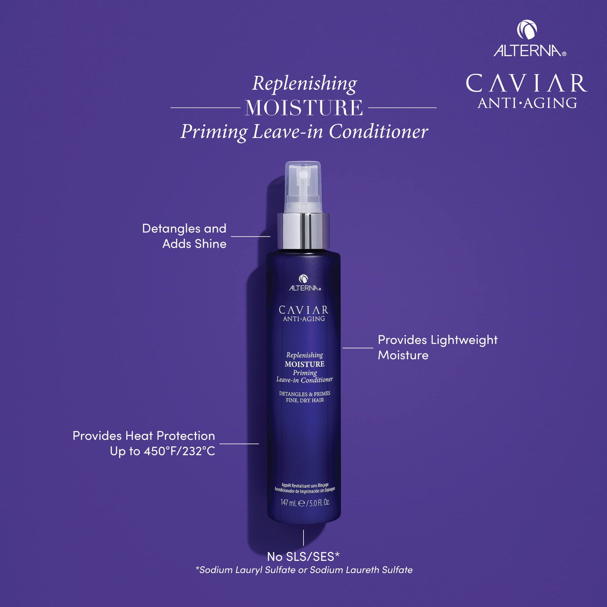 Dark Slate Blue Alterna Caviar Anti-Aging Priming Leave-In Conditioner, 5 Ounce | Detangles & Primes Fine, Dry Hair | Sulfate Free