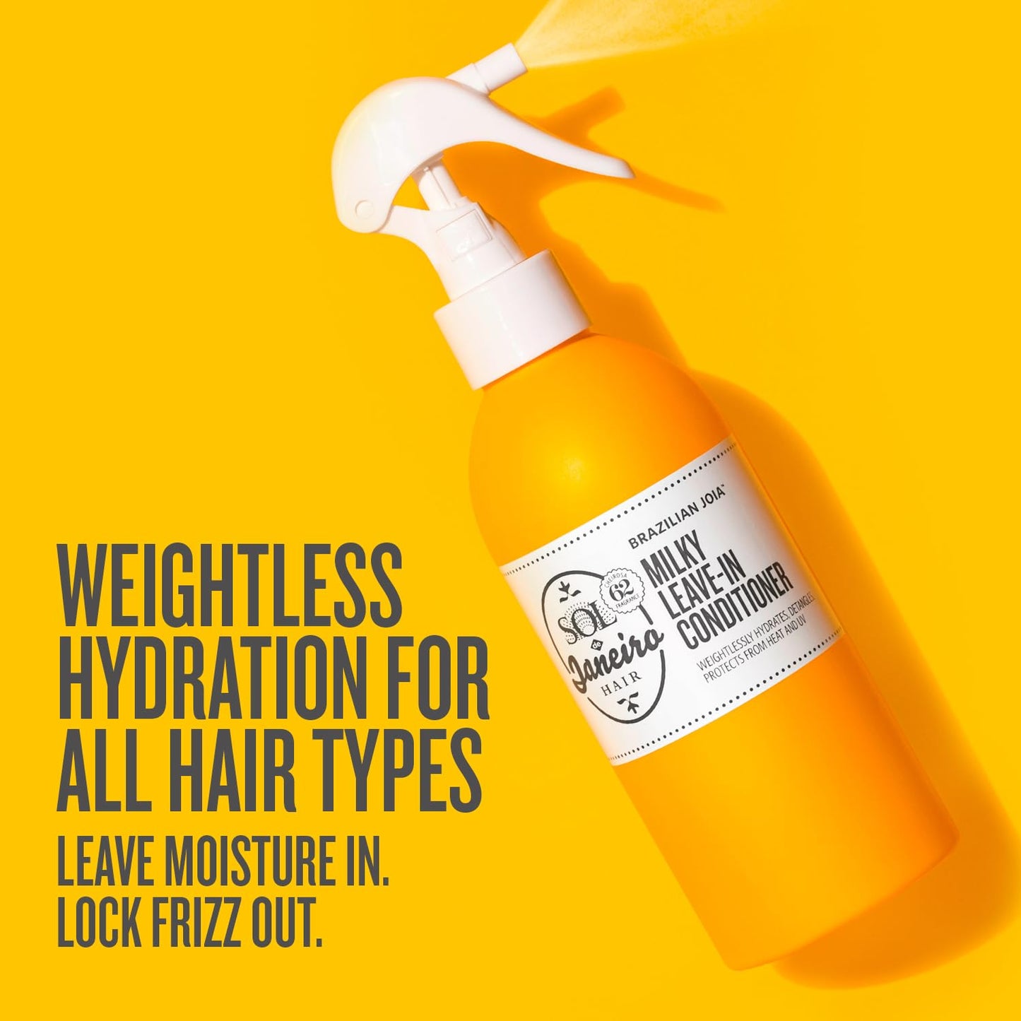 Gold Sol de Janeiro Brazilian Milky Leave-In Conditioner | Fights Frizz | Detangles | Heat Protection Spray For Hair