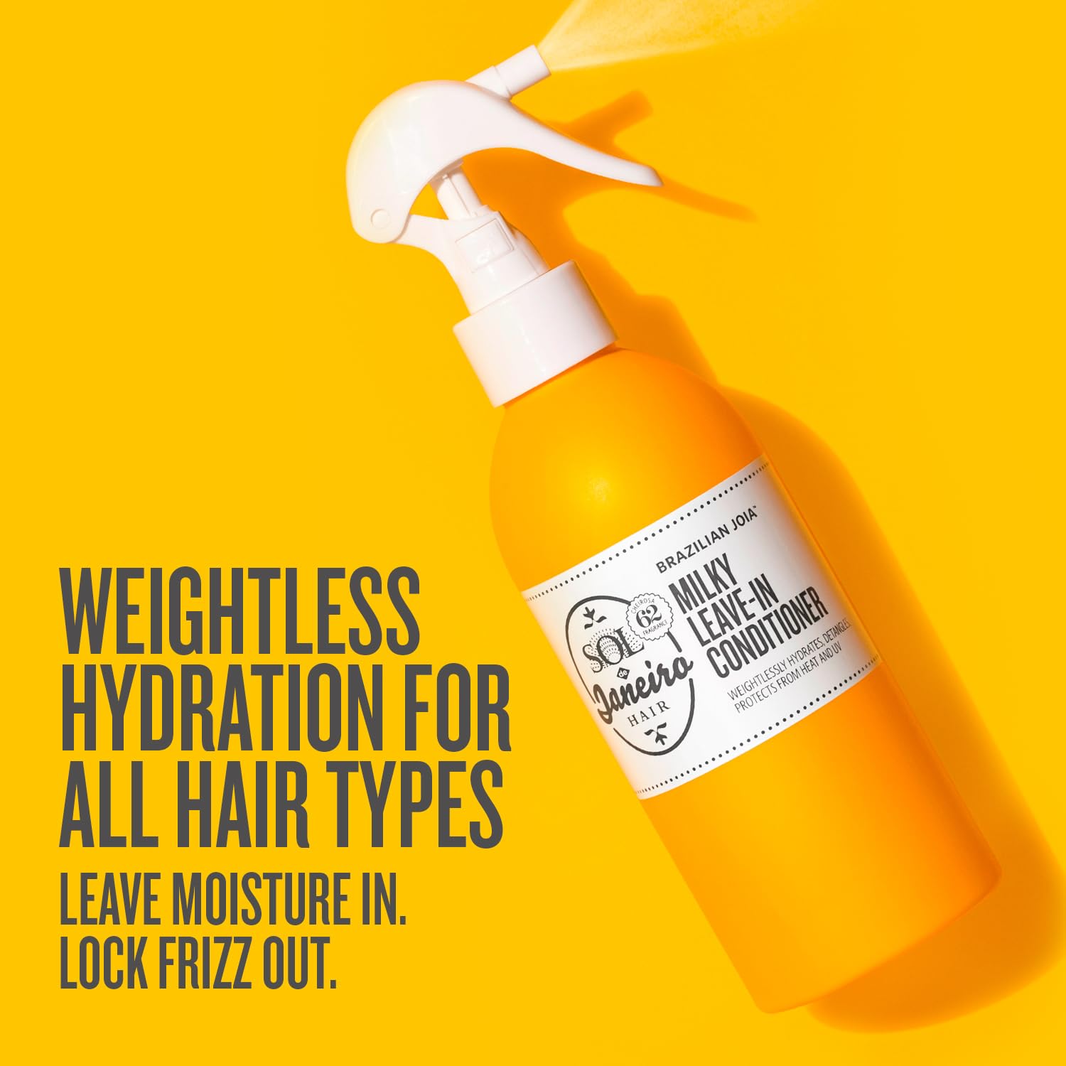 Gold Sol de Janeiro Brazilian Milky Leave-In Conditioner | Fights Frizz | Detangles | Heat Protection Spray For Hair