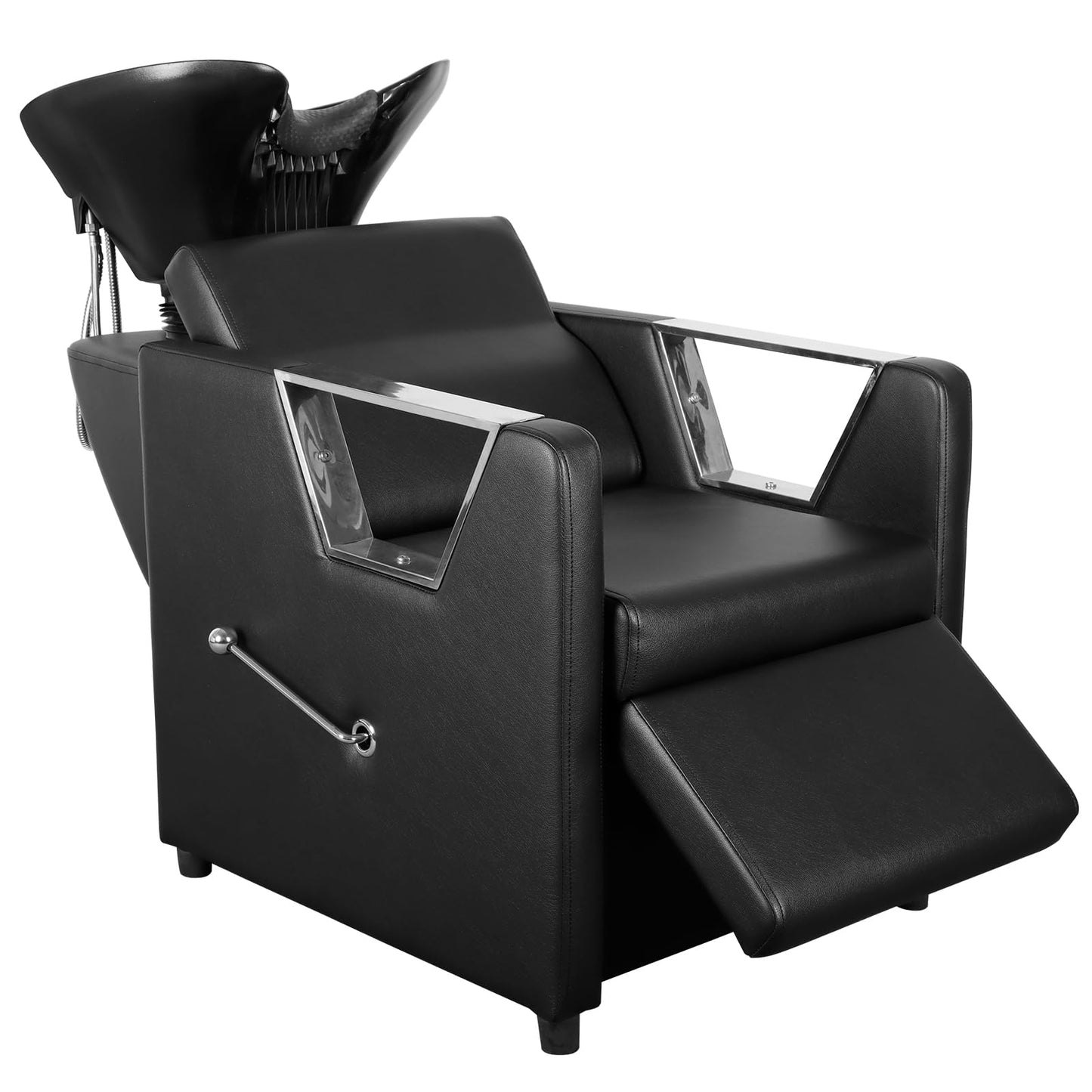 White Smoke Polar Aurora Backwash Chair Adjustable ABS Plastic Shampoo Bowl Sink with Leg Support for Spa Beauty Salon