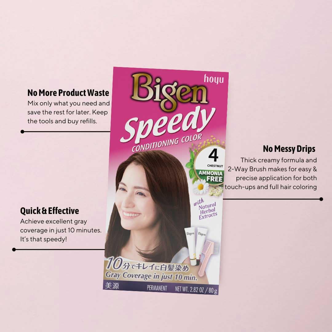 Light Gray Bigen Speedy Conditioning Color Refill: 4 Chestnut - 3 Pack