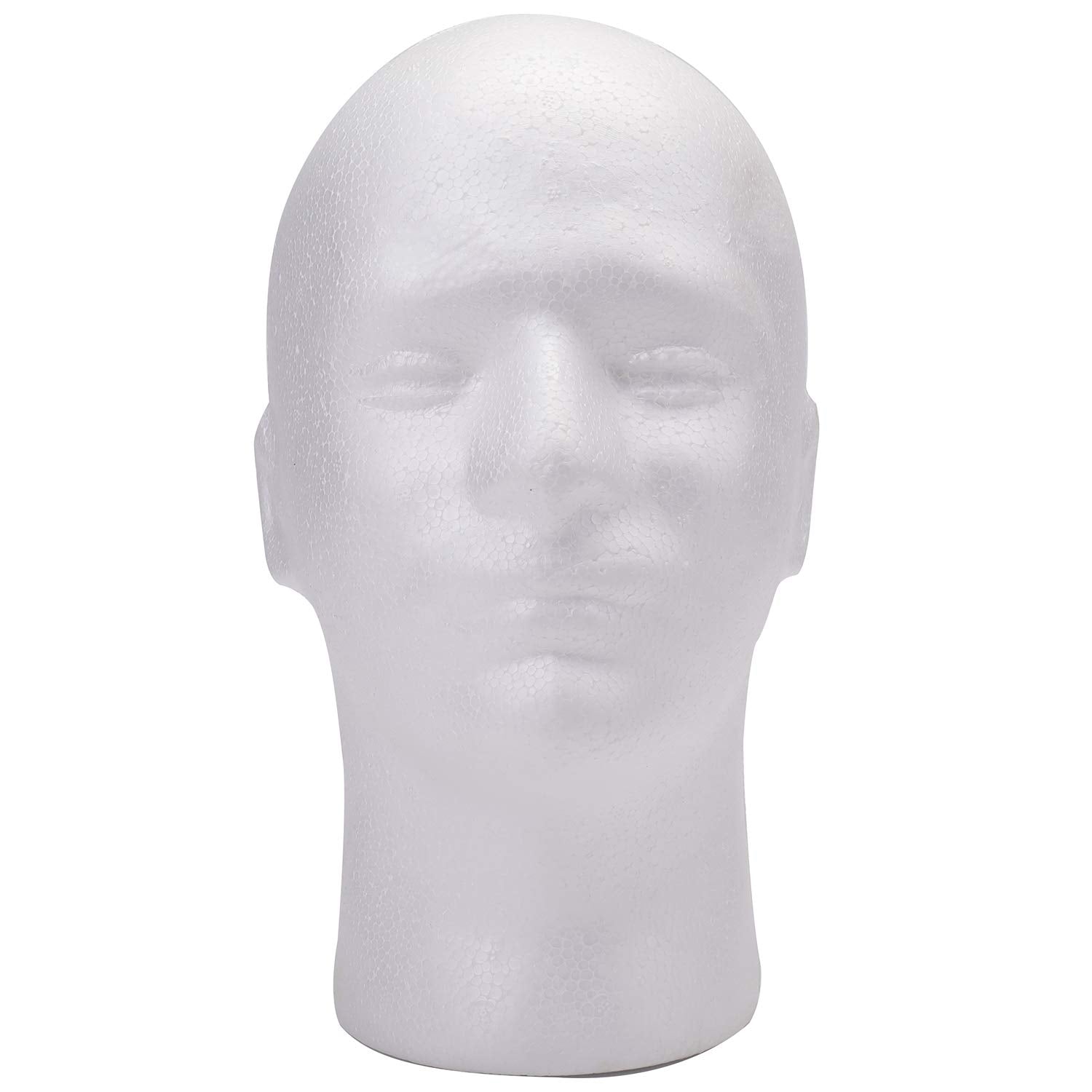 Gray Foraineam 2 Pack Male Foam Head 11 Inch Man Mannequin Manikin Foam Heads Wig Display Holder Hats Glasses Display Stand