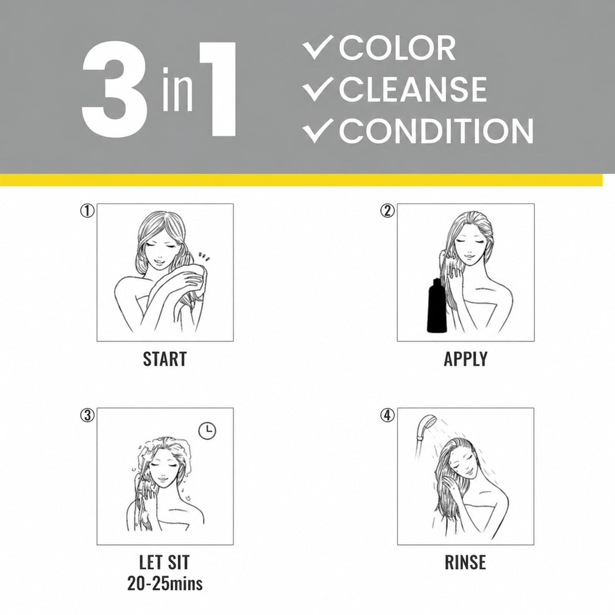 White Smoke KINGMING Dark Brown Hair Dye Shampoo 3 in 1 for Gray Hair