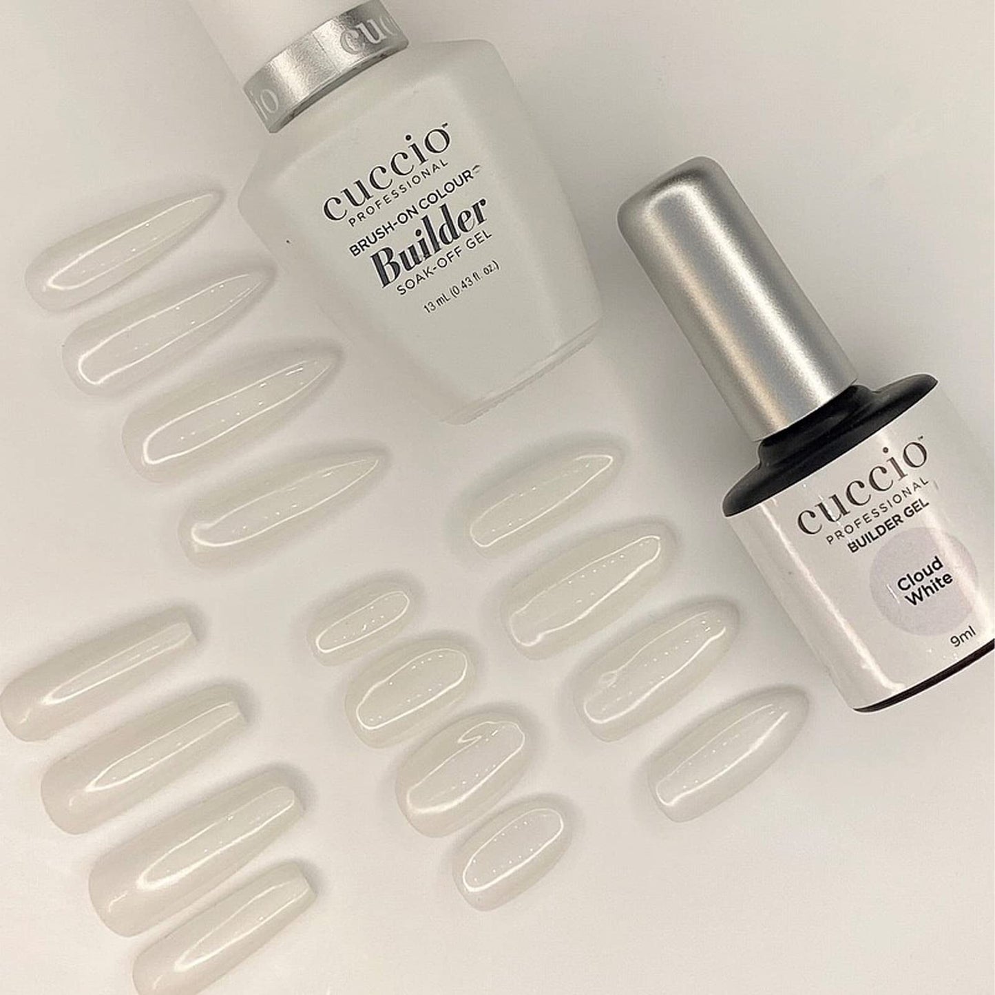 Light Gray Cuccio Pro Brush-On Colour Builder Soak Off Gel - LED and UV Self-Leveling Lightweight Formula - Camouflages Re-Growth and Corrects Uneven Nail Beds - Base Coat - Cloud White - 0.43 oz