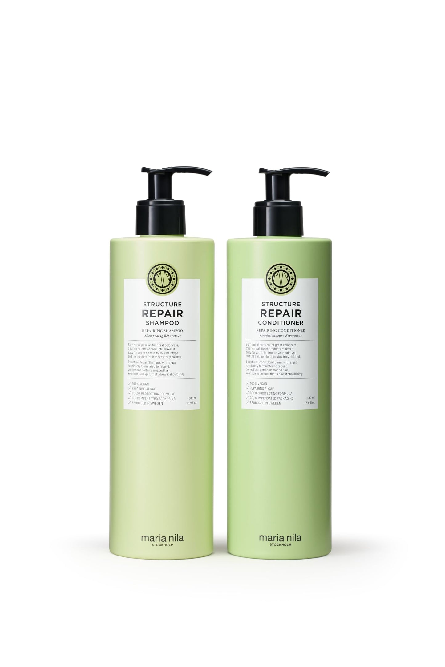 White Smoke Maria Nila Structure Repair, Shampoo & Conditioner set (2 x 500 ml), For Damaged & Chemically Treated Hair, Algae Extract Rebuilds & Moisturizes, 100% Vegan & Sulfate/Paraben free