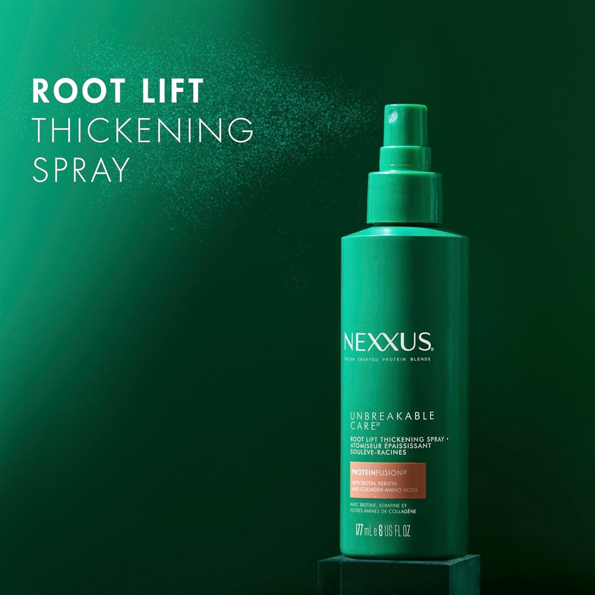 Black Nexxus Root Lift Thickening Spray Unbreakable Care with ProteinFusion Blend of Biotin, Keratin & Collagen Amino Acids, 6 oz (Pack of 2)