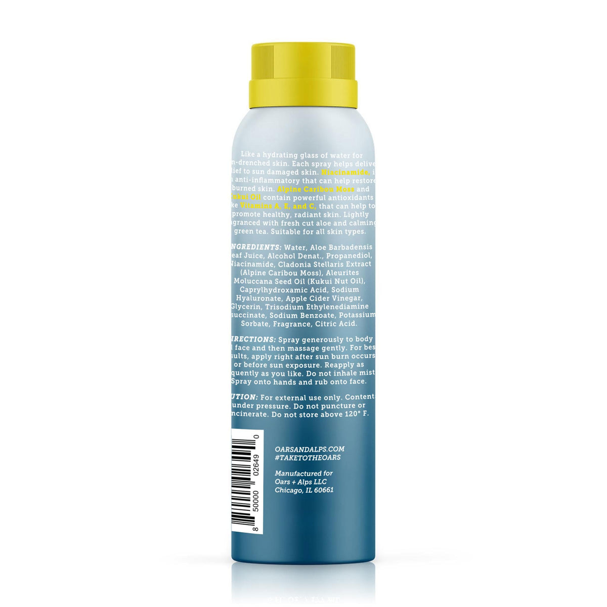 Dark Gray Oars + Alps After Sun Cooling Spray, Soothing Sunburn Relief, 1pk, 6oz