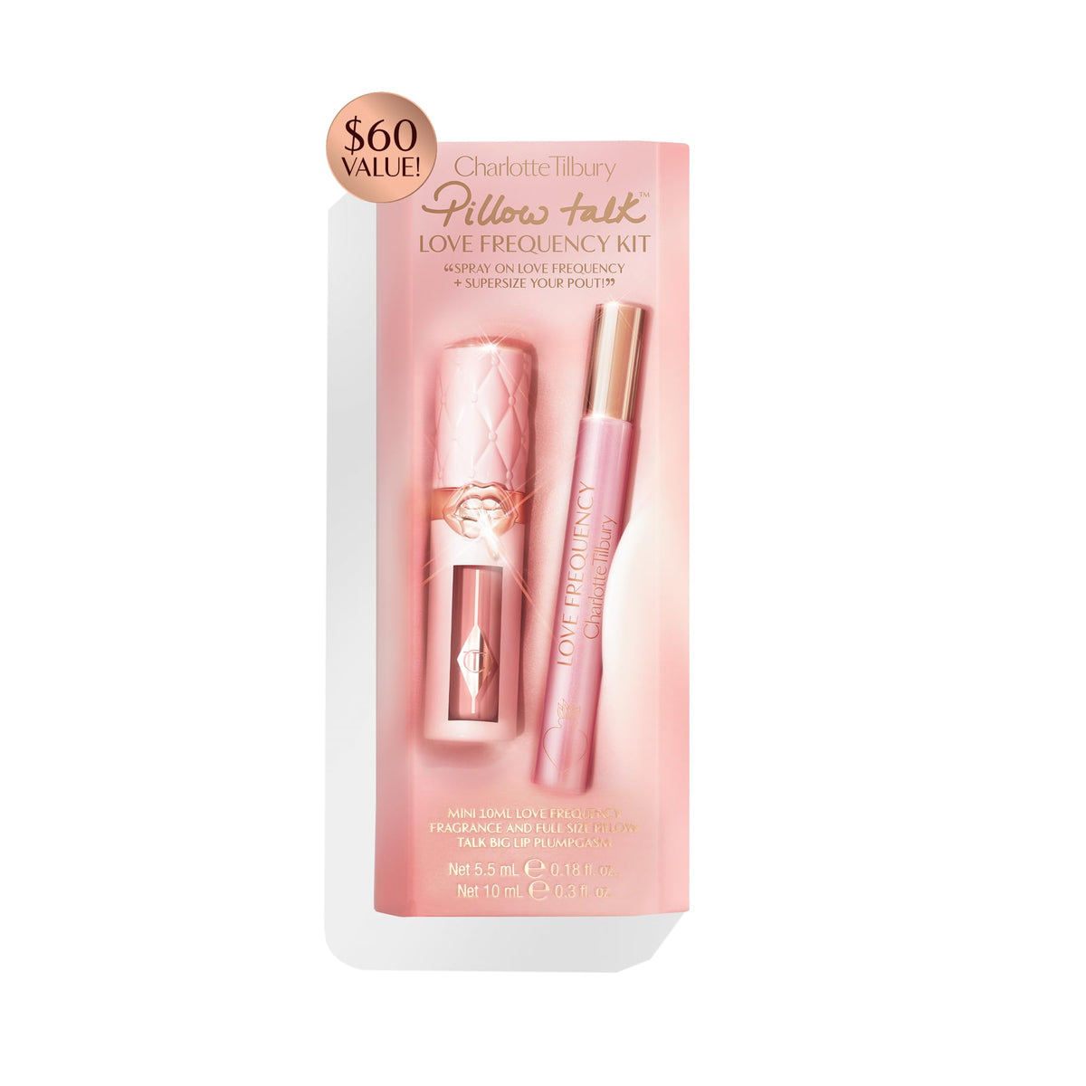 Light Pink Charlotte Tilbury Big Lip Plumpgasm Lip Gloss - Gift Set Essential - Hydrating Plumper with Hyaluronic Acid & Heat + Ice Technology - Perfect for Pairing with Makeup Favorites
