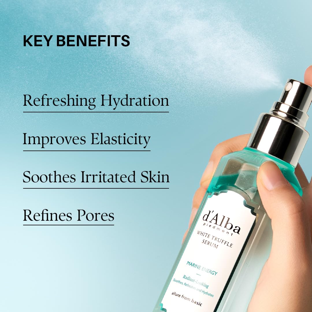 Powder Blue d'Alba Official White Truffle Spray Serum 5 Solutions Gift Set (1.76 fl oz (52 ml) x 5ea), Mother's Day, Vegan Skin Care, Glow Serum for Radiant Skin, All In One Mist, Korean Skin Care