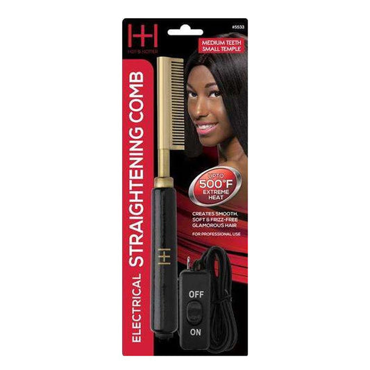 Black ANNIE Hot &amp; Hotter Electrical Straightening Comb [Medium Teeth Small Temple]