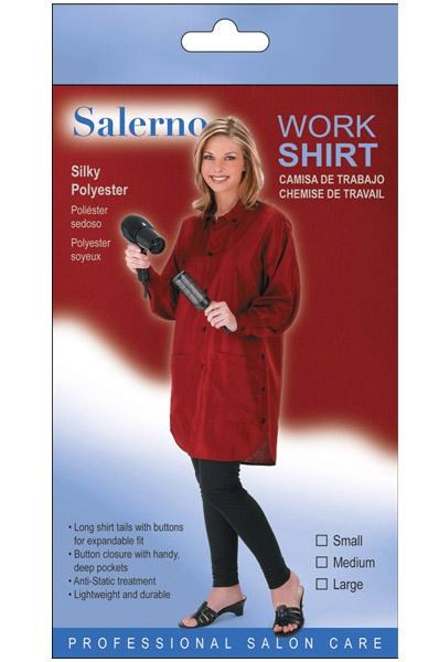 Dark Red ANNIE Salerno Work Shirt [Silky Polyester] (Small) Black