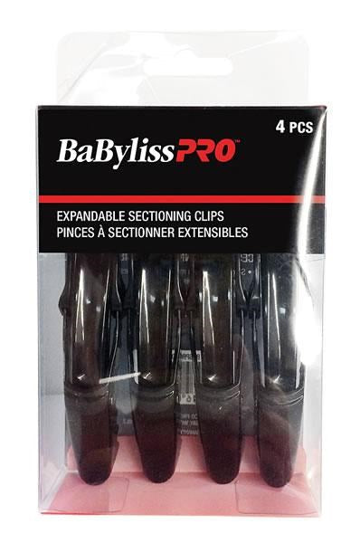 Black BABYLISS PRO 4 pcs Expandable Sectioning Clips [4.5 inch long]