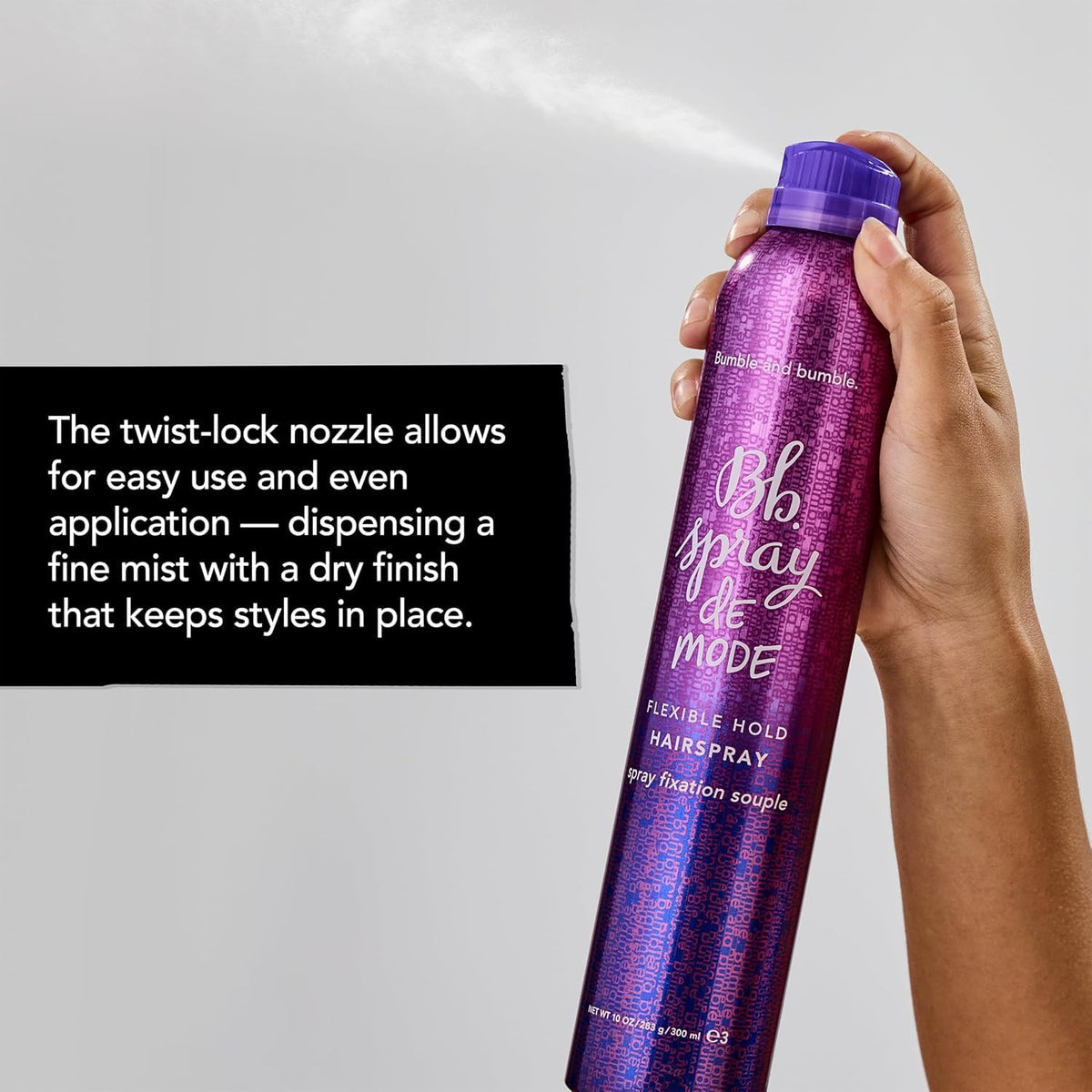 Gray Bumble and bumble. Spray de Mode Flexible Hold Hair Spray | Flexible, Brushable Hold + Workability | Curly, Wavy, Straight