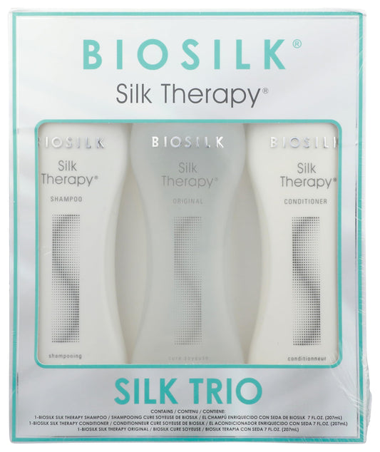 Gray Biosilk Silk Therapy Trio Unisex Shampoo, Conditioner, and Original Treatment 7 oz 3 Pc