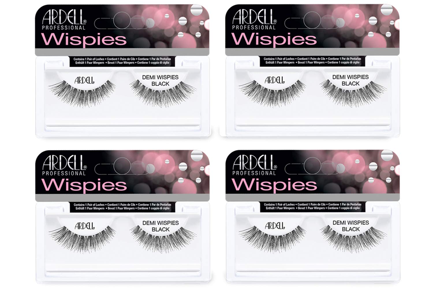 White Smoke Ardell False Eyelashes Demi Wispies - Black, Seamless Feathered Strip, Natural Look Wispy Lashes for Everyday Wear, 4 Pairs