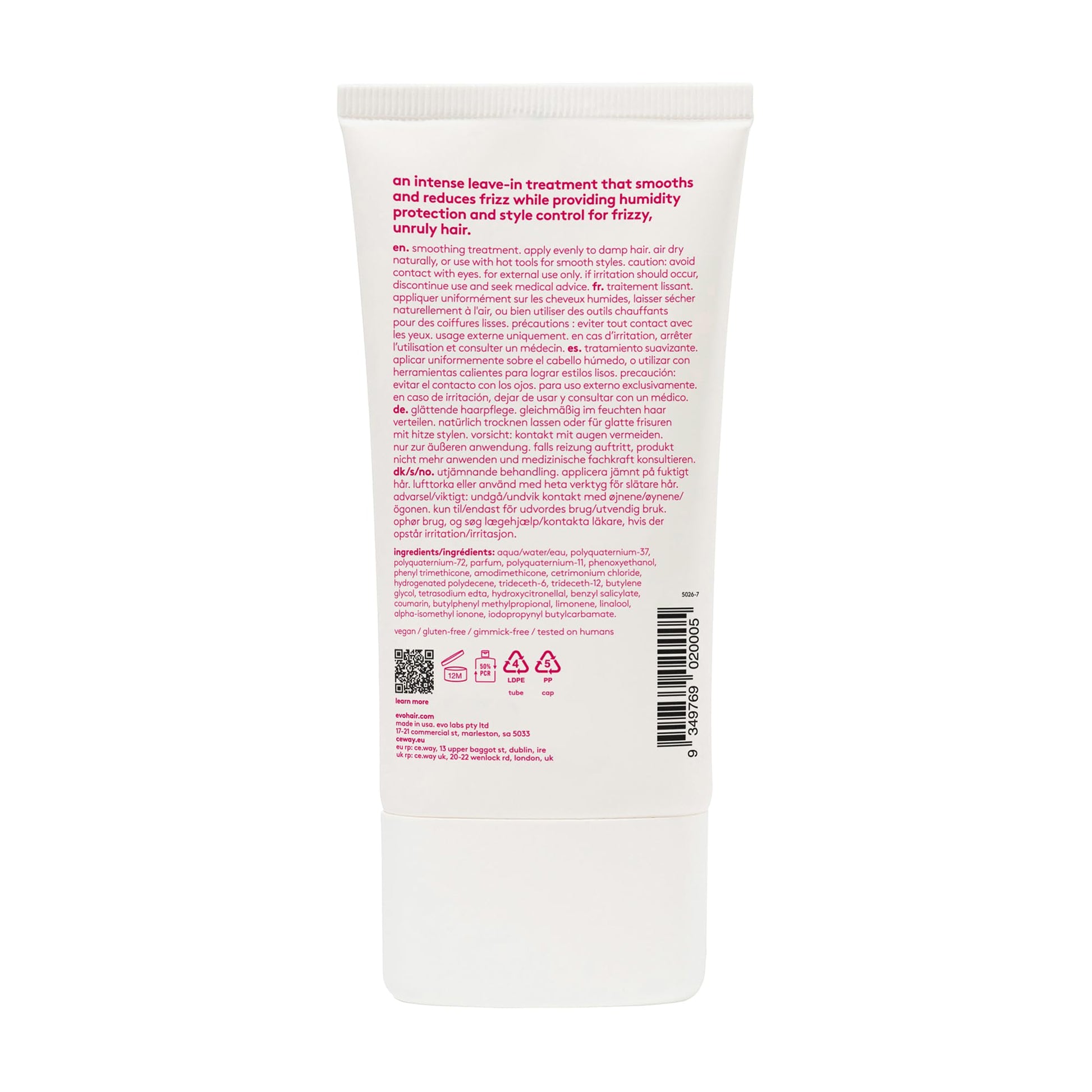 Lavender Evo Lockdown Leave-In Smoothing Treatment for Frizzy & Color-Treated Hair - Anti-Frizz, Humidity Control & Detangler - 5.1 fl oz