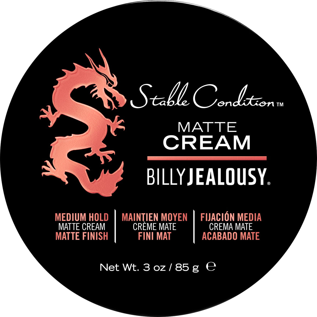 Black Billy Jealousy Stable Condition Matte Cream for Men with Natural Hold and Matte Finish, Reworkable, Lightweight, Water Based Hair Styling Product, Vanilla & White Musk Scent, 3 Oz.