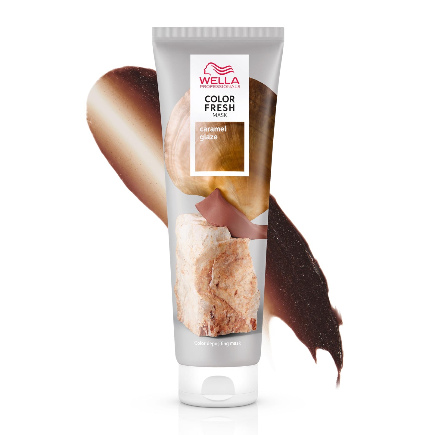 White Smoke Wella Professionals Color Fresh Mask | Caramel Glaze | Natural Shade | Hair Color-Depositing Mask | Vegan Formula with Avocado Oil | Zero Damage | Silicone Free | 5 Fl Oz
