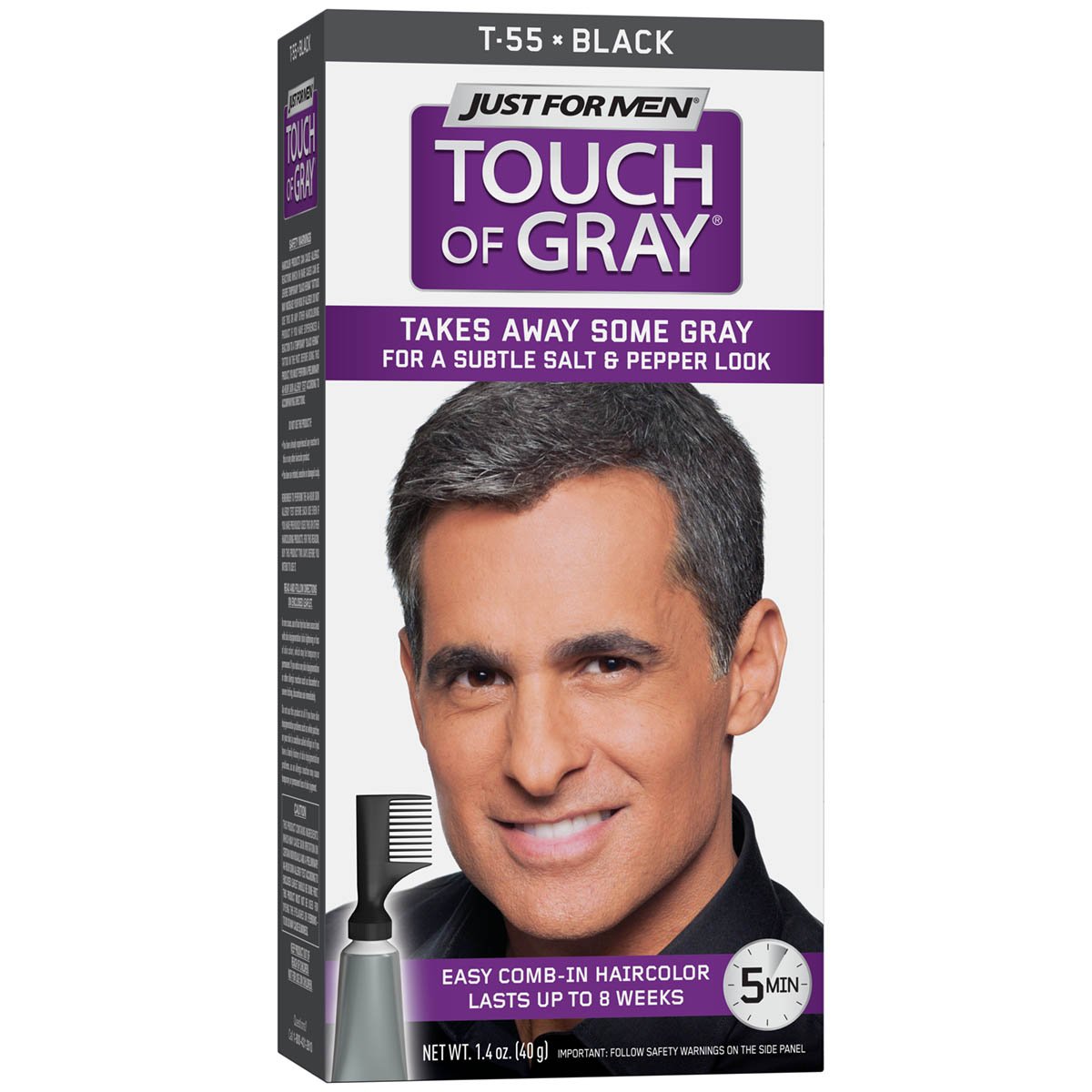 White Smoke Just For Men Touch of Gray Men's Hair Color, Black